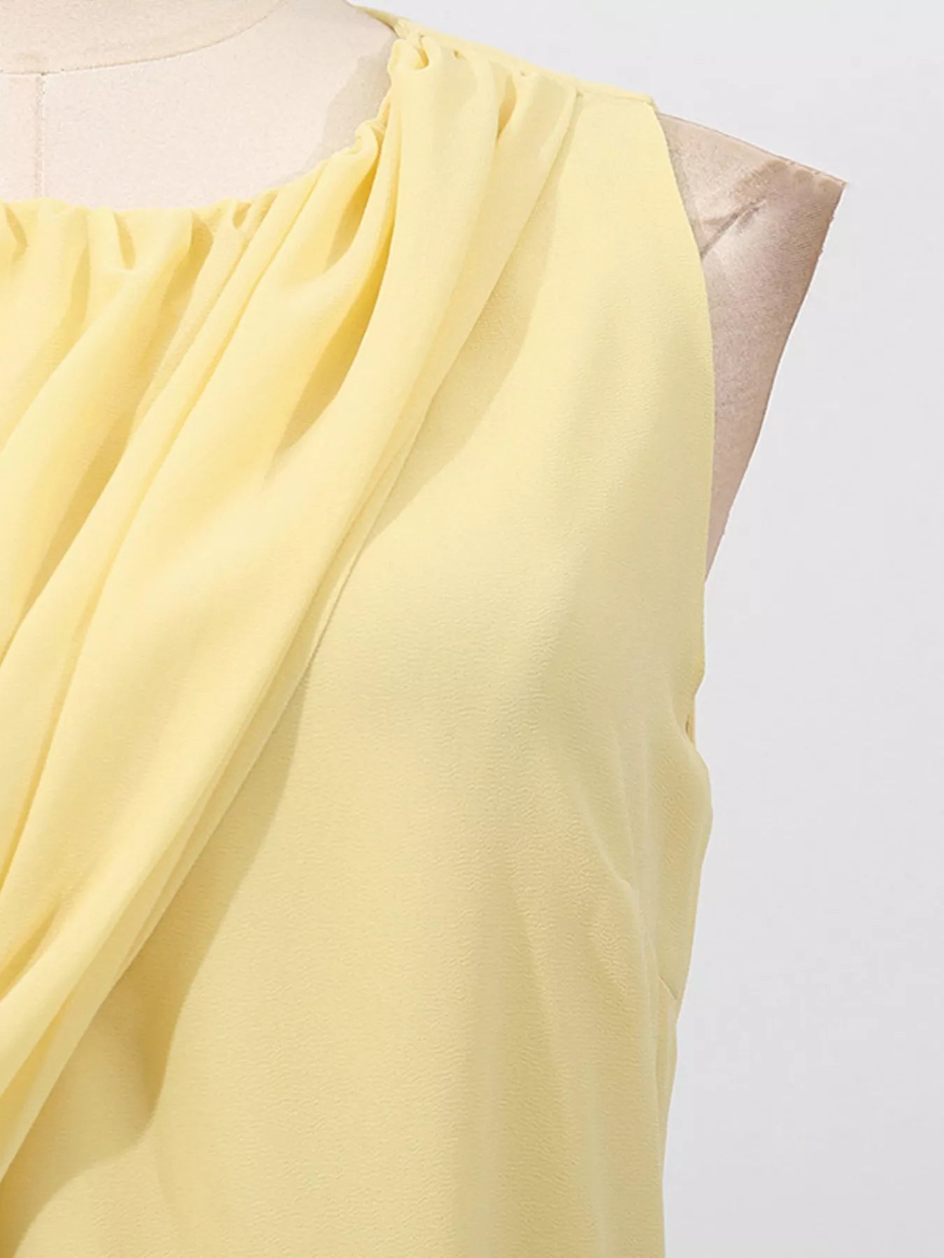 Sleeveless Ruched High - Slit Maxi Dress - Flip Flop Dynasty