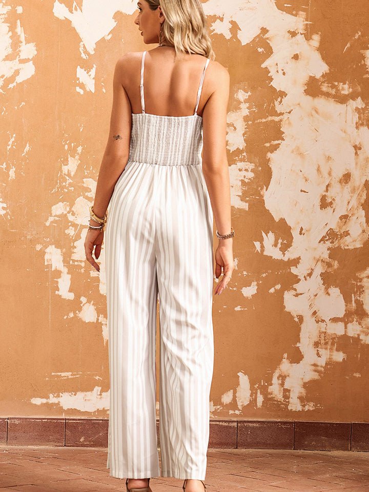 Sleeveless Tie Front Wide Leg Jumpsuit - Flip Flop Dynasty