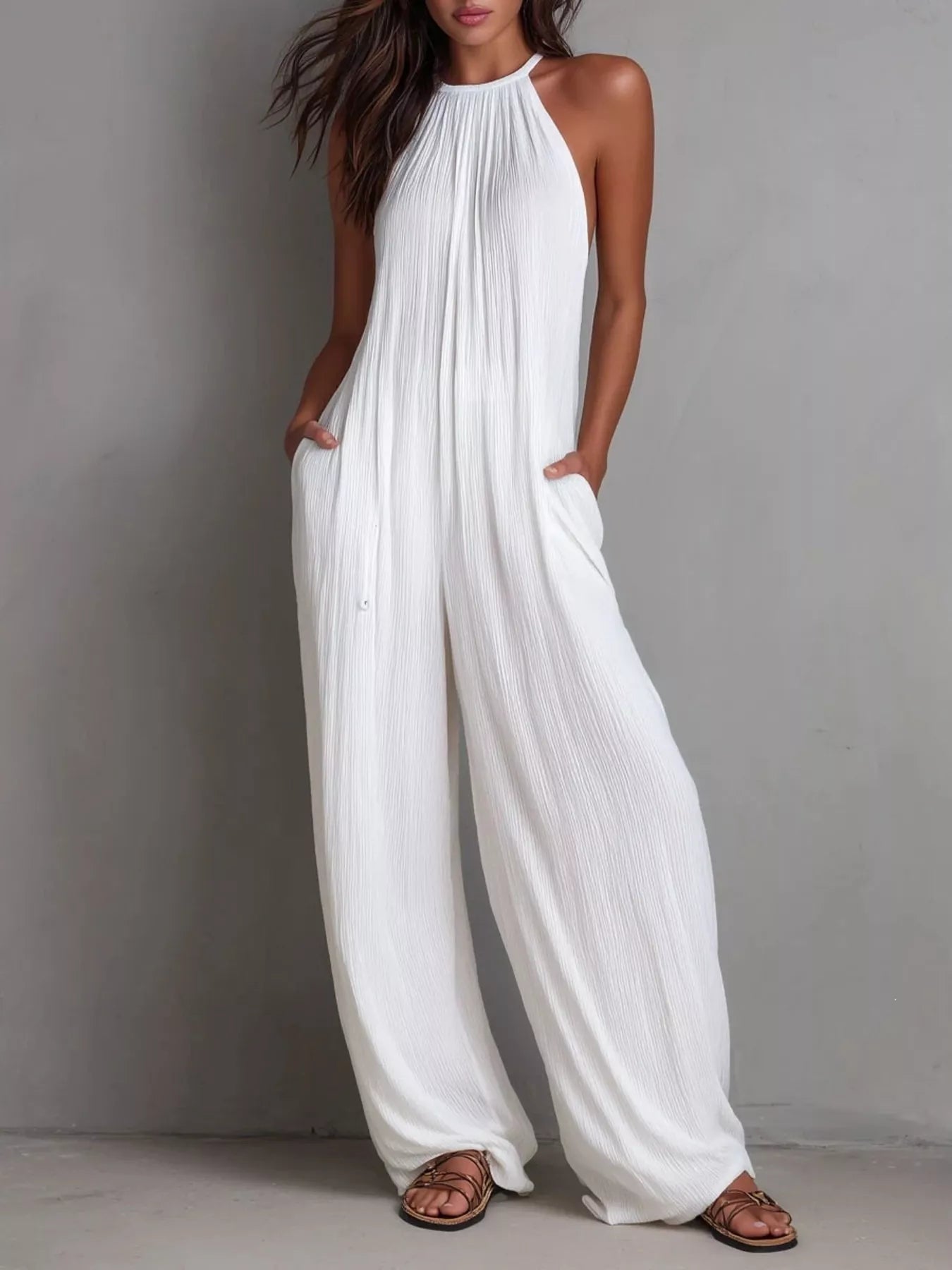 Sleeveless Wide-Leg Jumpsuit - Flip Flop Dynasty