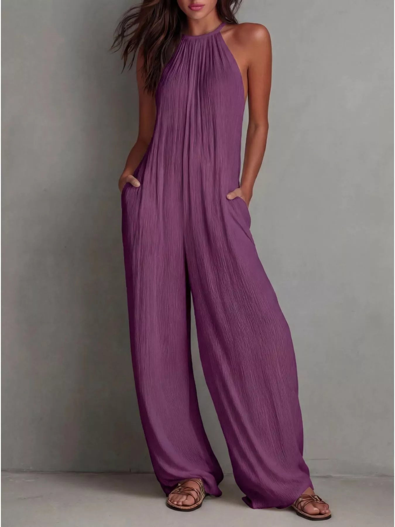 Sleeveless Wide-Leg Jumpsuit - Flip Flop Dynasty