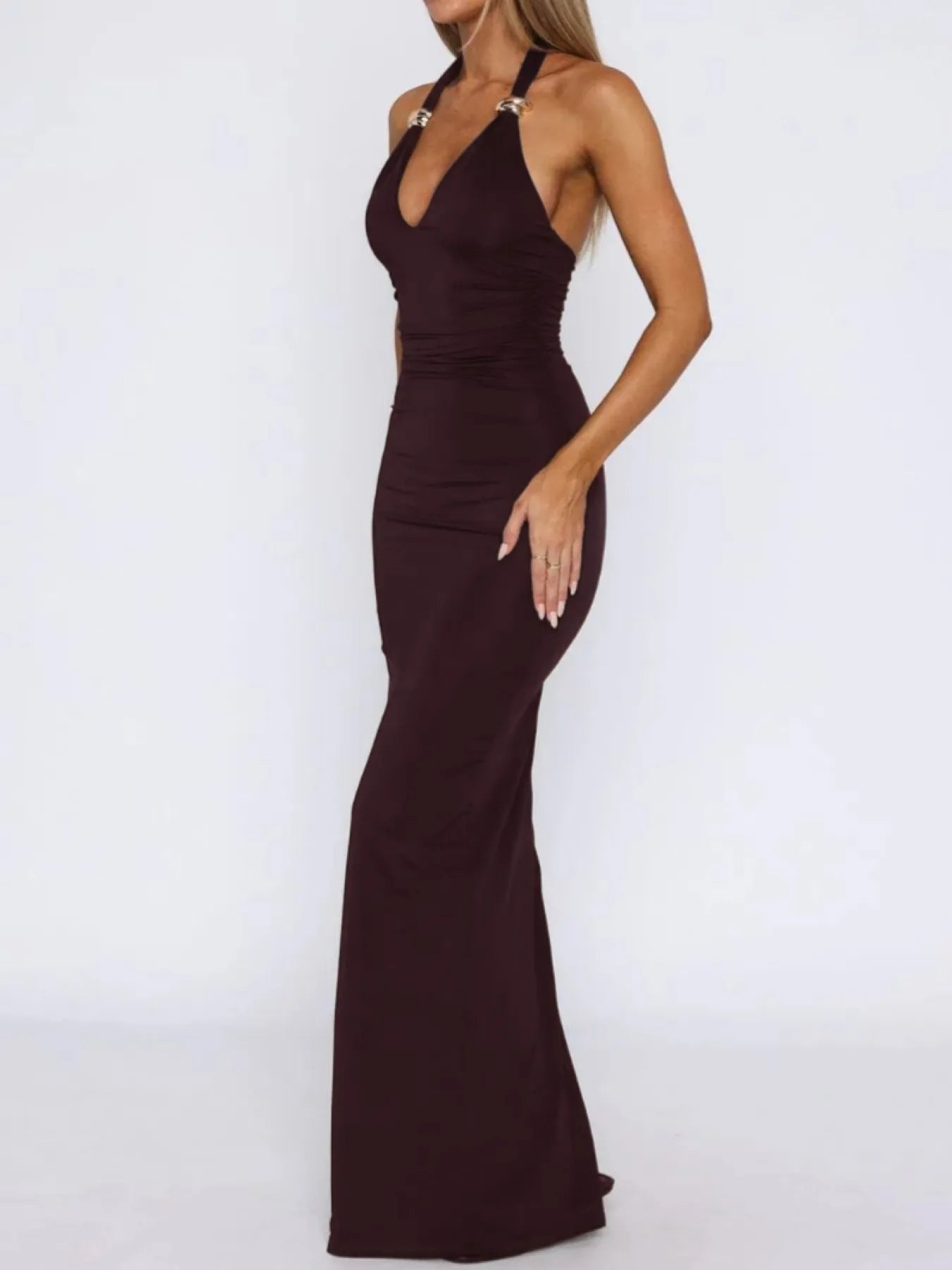 Slit Back Halter Neck Maxi Dress - Flip Flop Dynasty