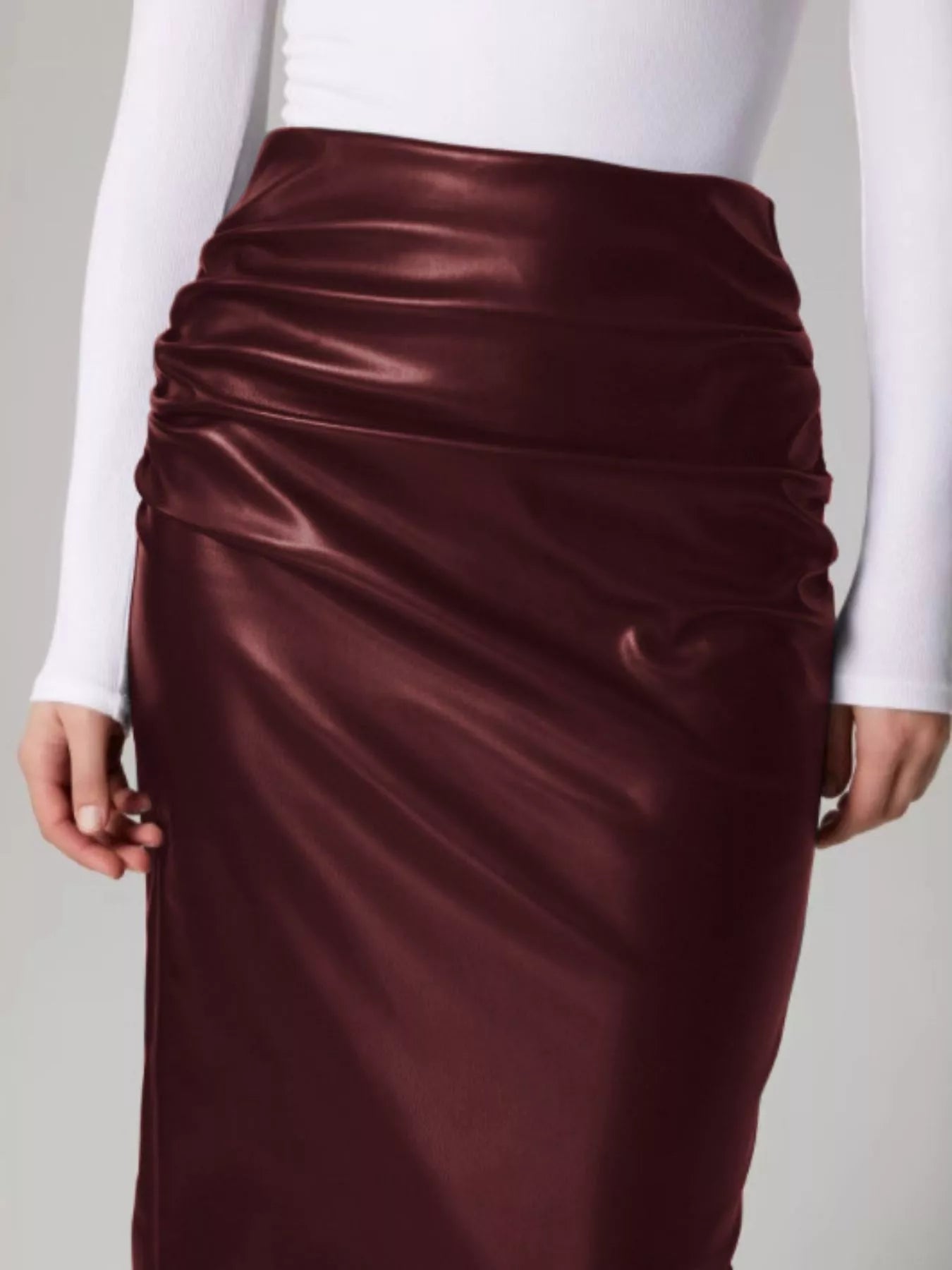 Slit Back Leather Skirt - Flip Flop Dynasty