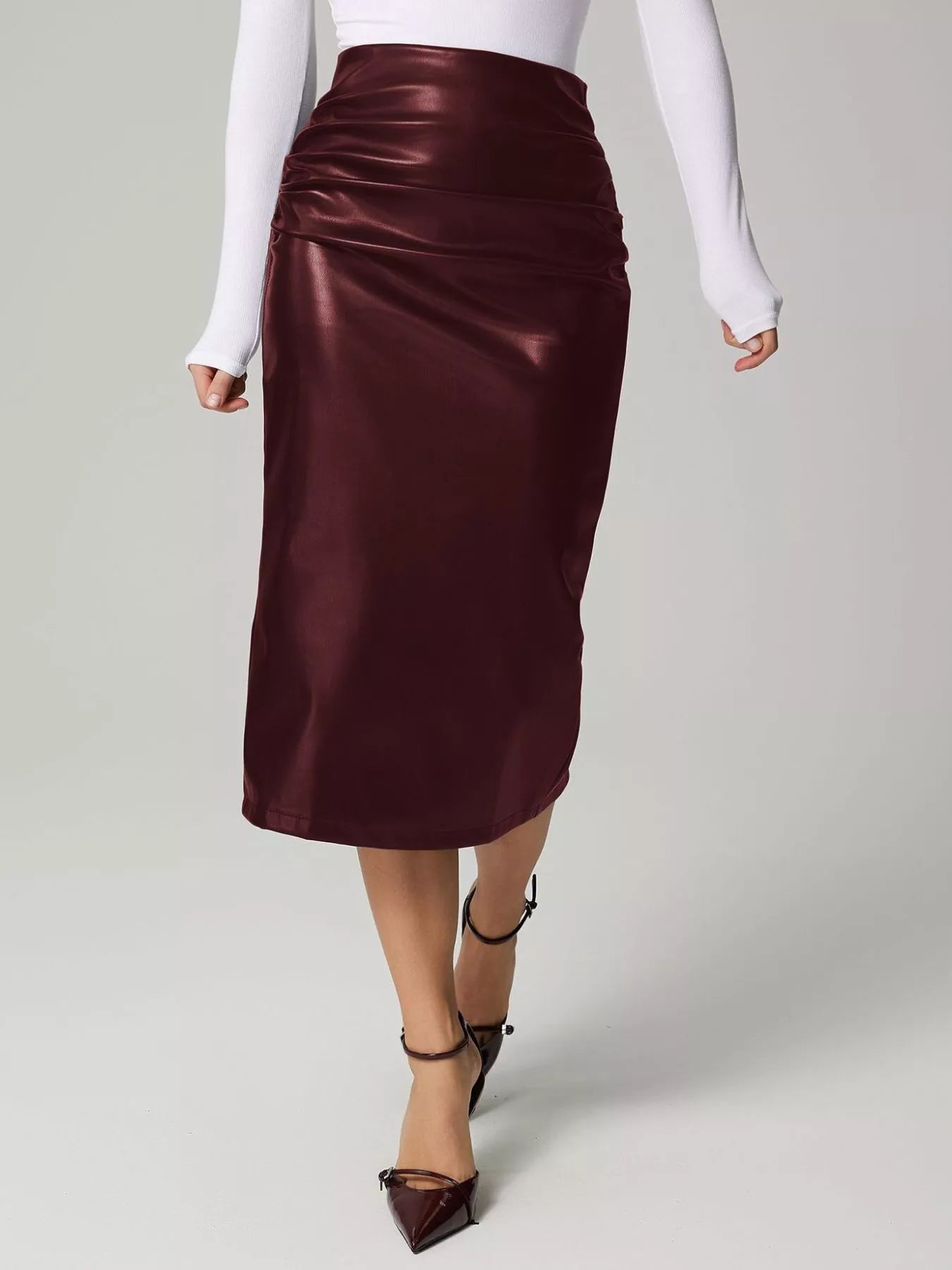 Slit Back Leather Skirt - Flip Flop Dynasty