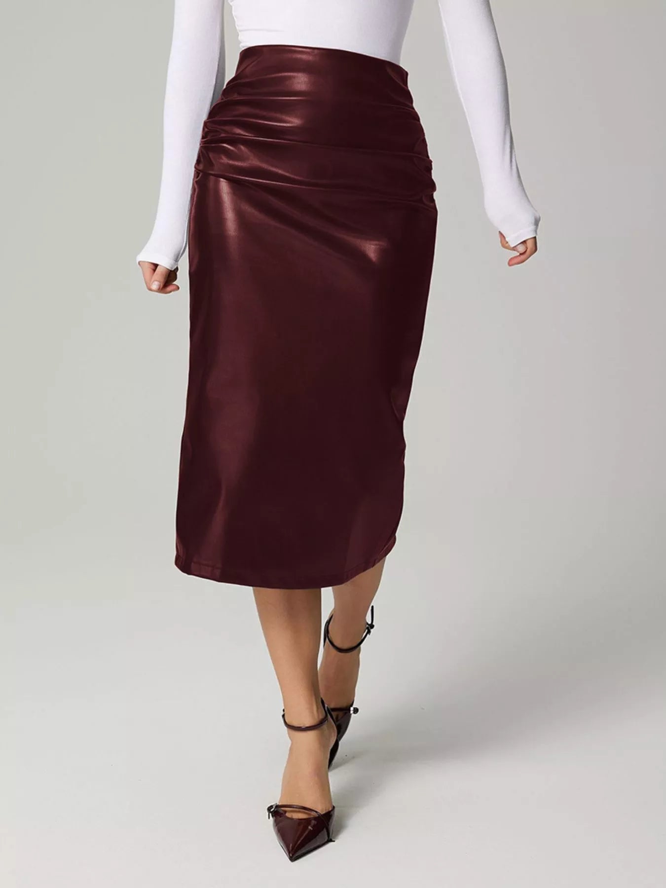 Slit Back Leather Skirt - Flip Flop Dynasty