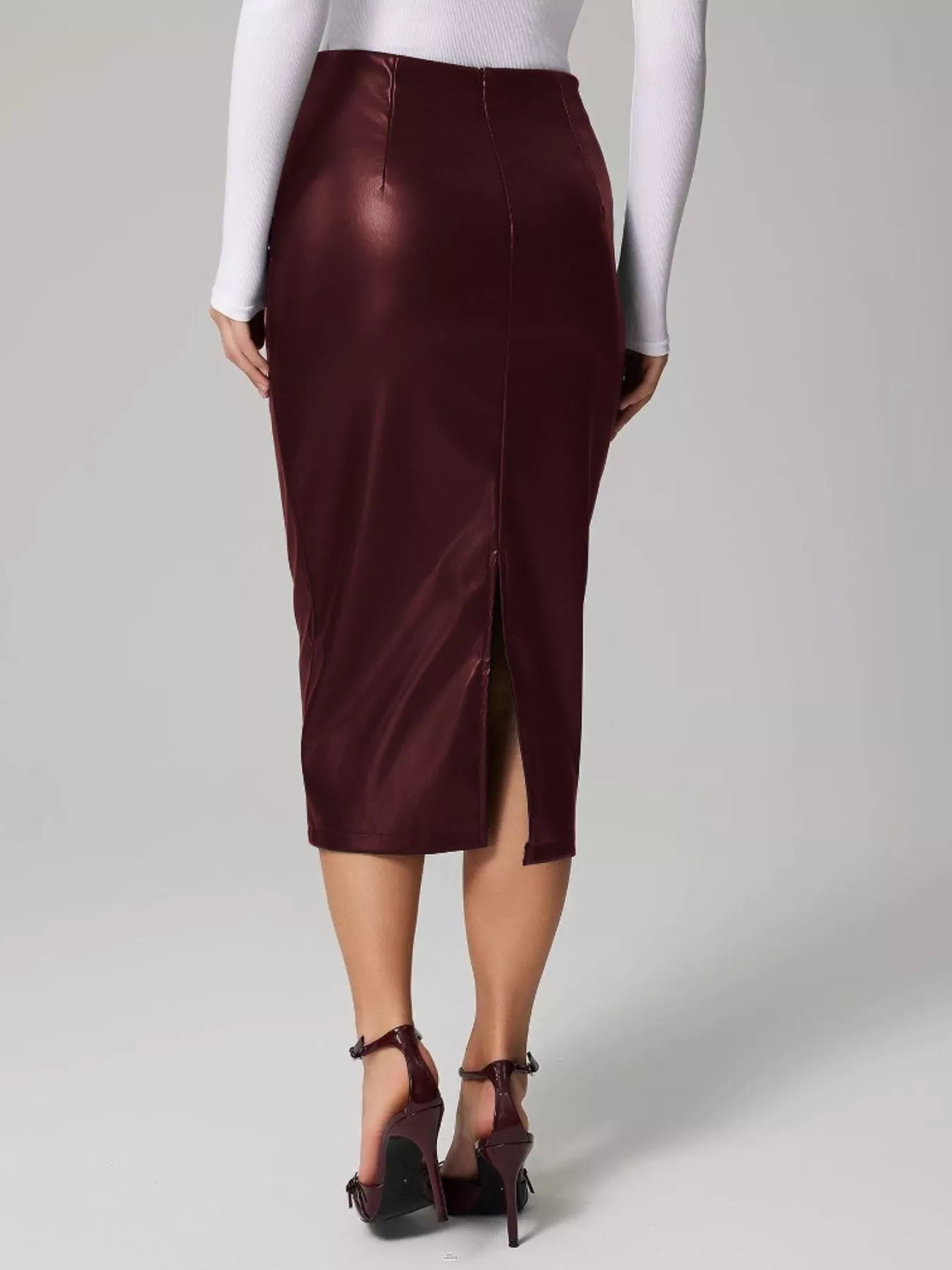 Slit Back Leather Skirt - Flip Flop Dynasty
