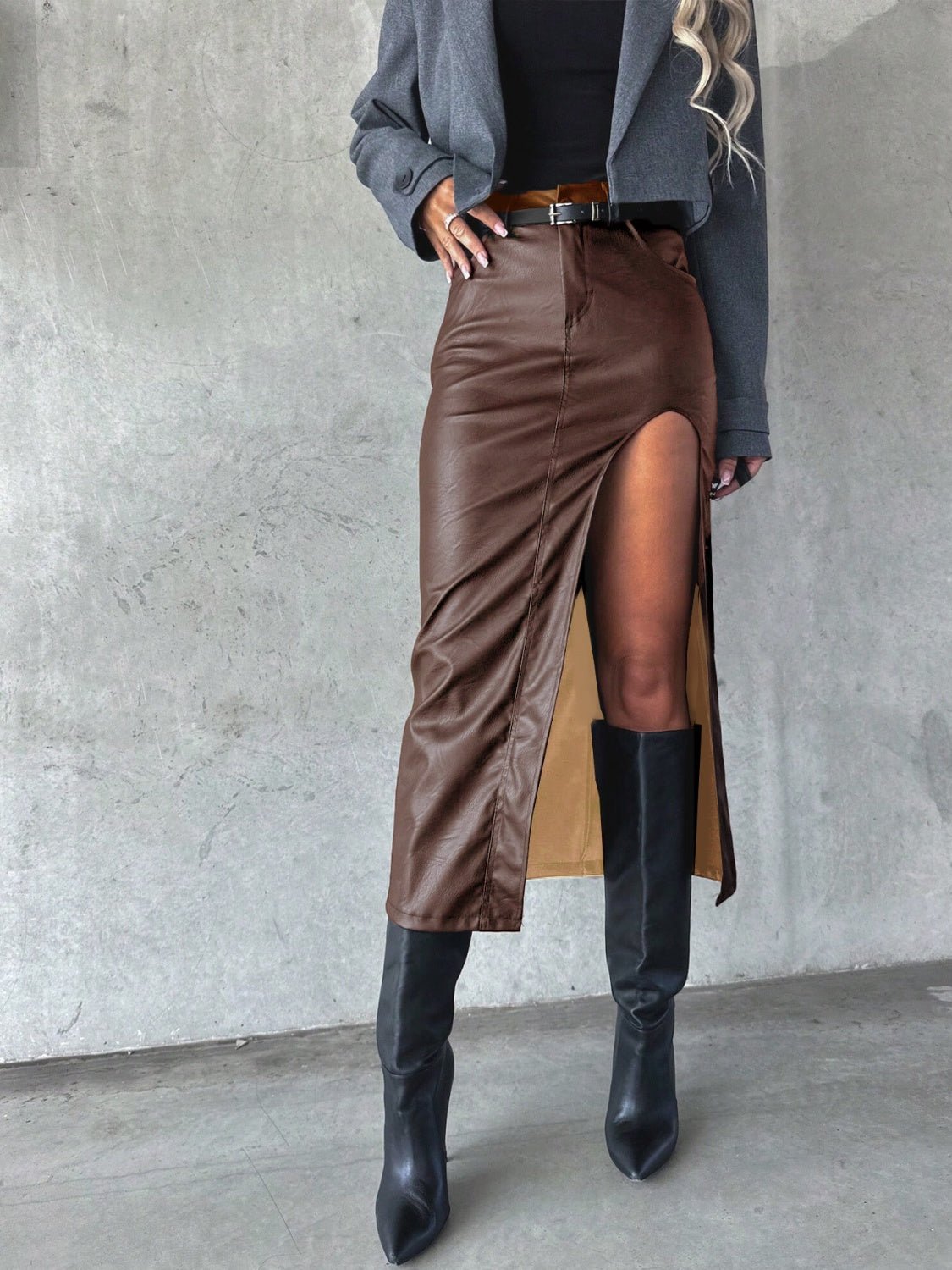 Slit Midi Skirt with Pockets - Flip Flop Dynasty