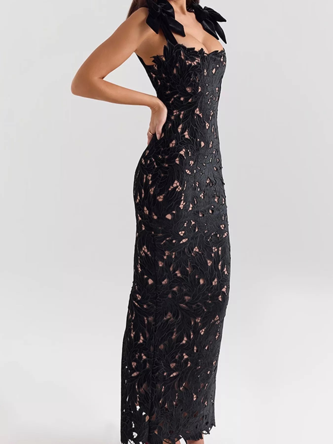 Slit Tie Shoulder Maxi Dress - Flip Flop Dynasty