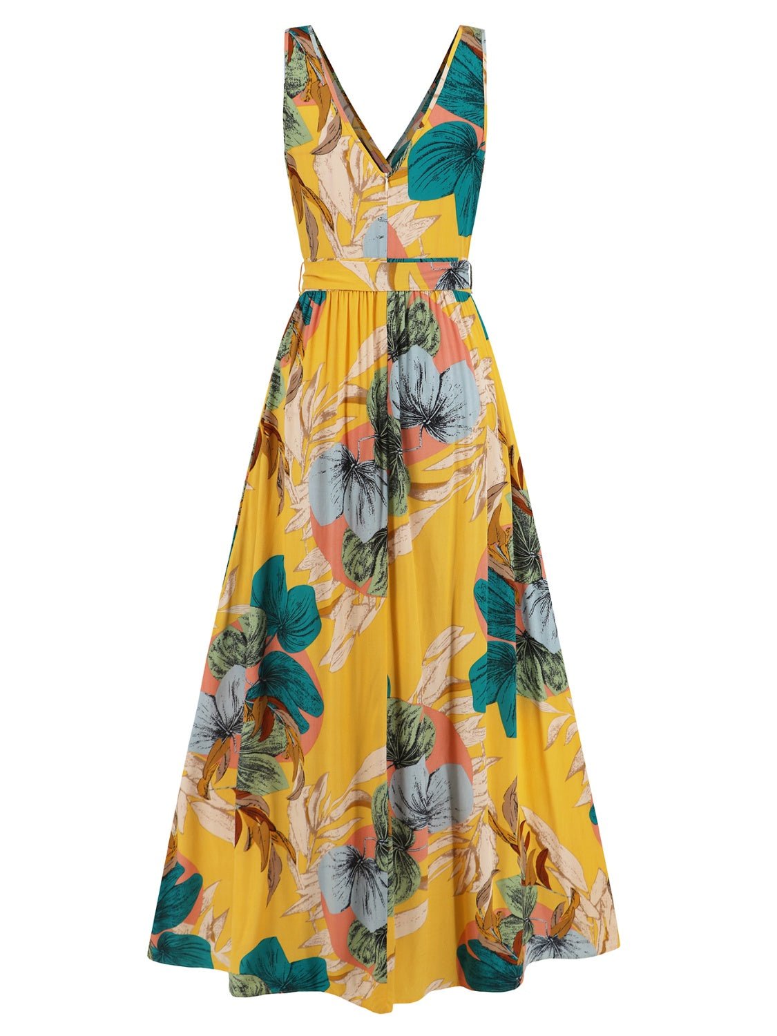 Slit Tied Printed Surplice Dress - Flip Flop Dynasty