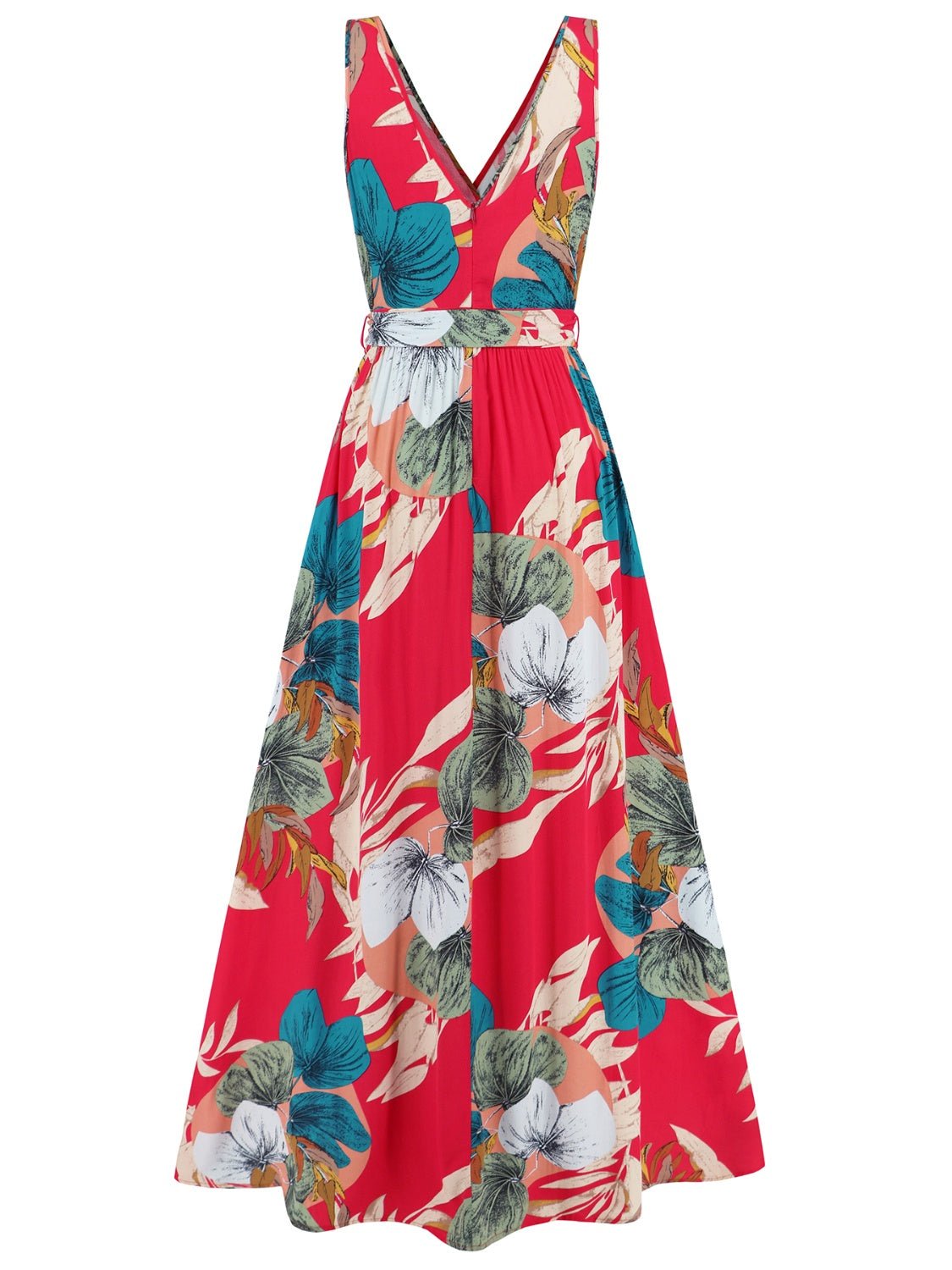 Slit Tied Printed Surplice Dress - Flip Flop Dynasty