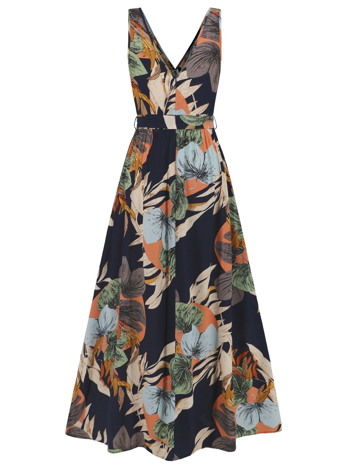 Slit Tied Printed Surplice Dress - Flip Flop Dynasty