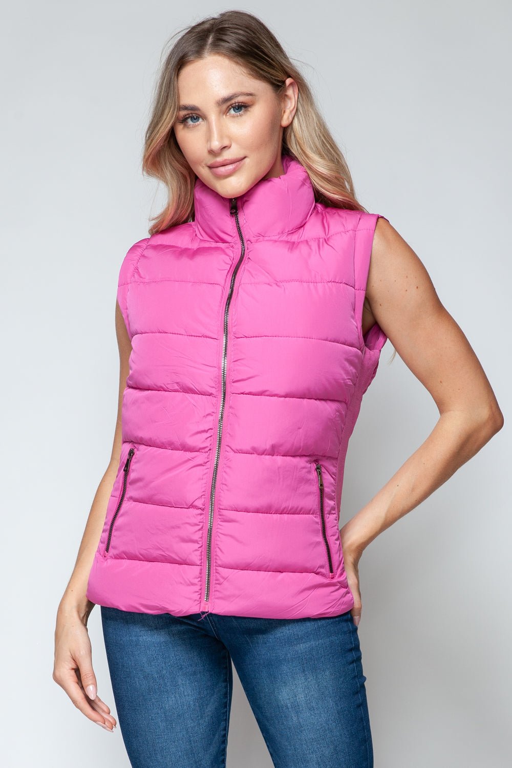 Snobbish Zip Up Turtleneck Vest with Pockets - Flip Flop Dynasty