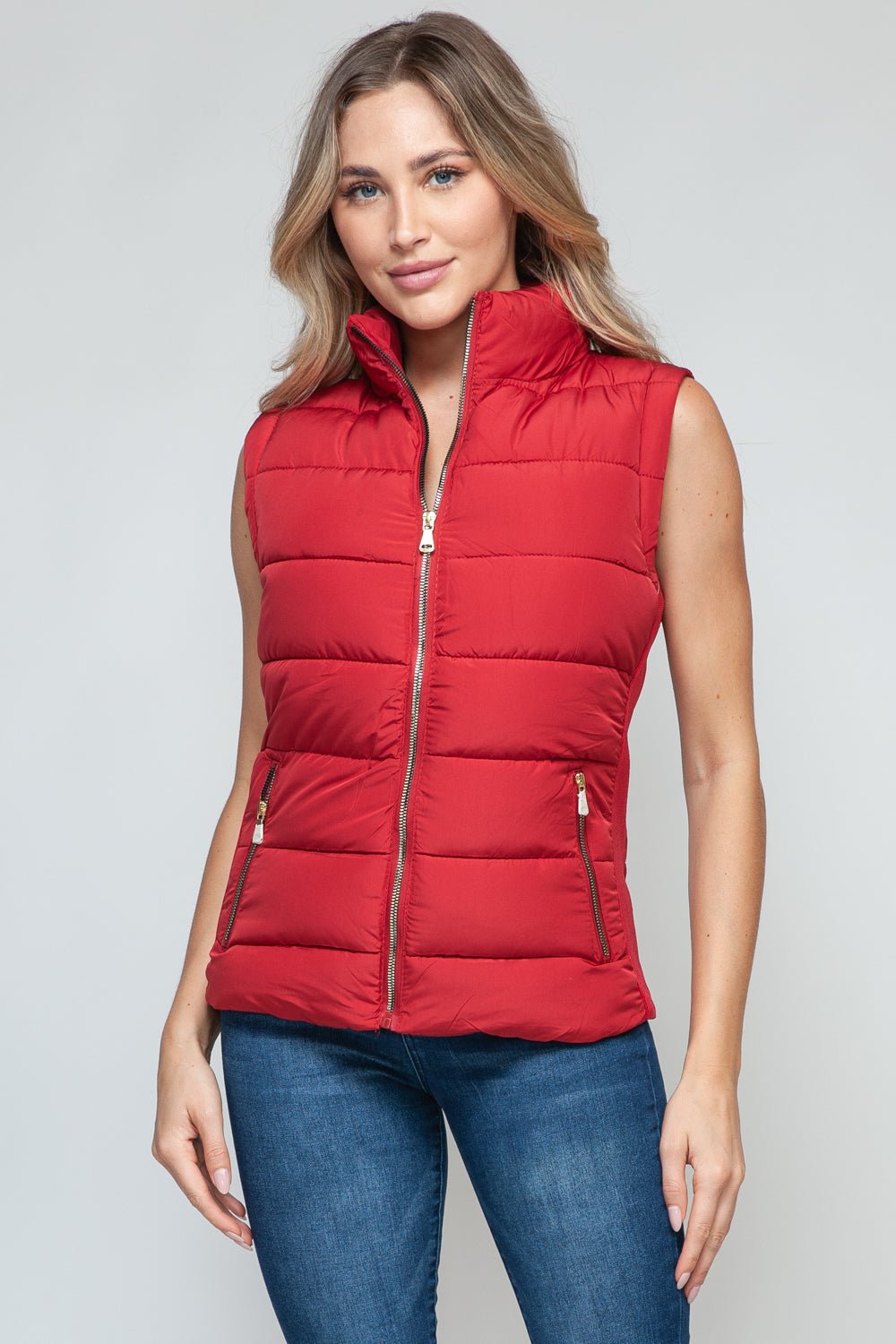 Snobbish Zip Up Turtleneck Vest with Pockets - Flip Flop Dynasty