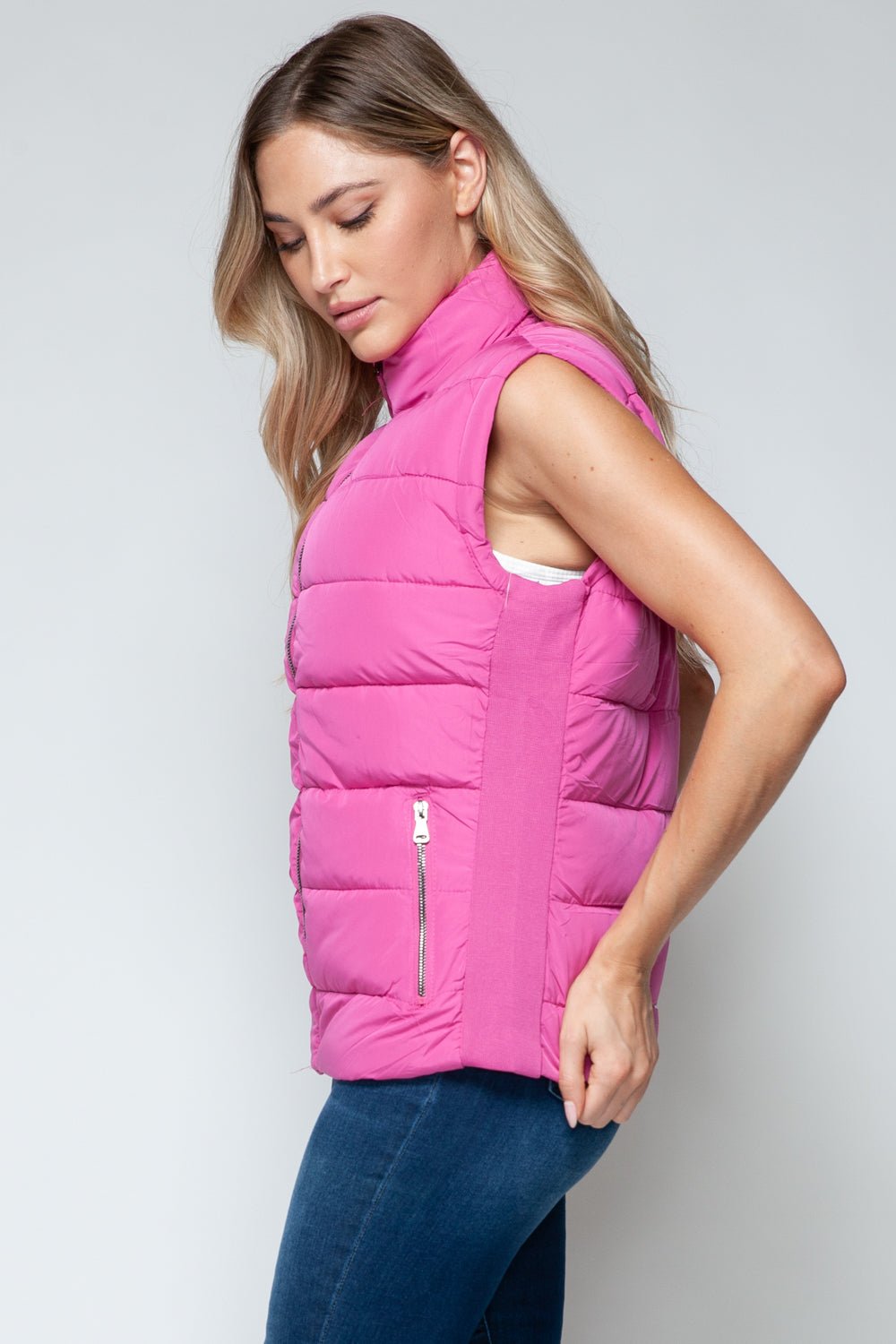 Snobbish Zip Up Turtleneck Vest with Pockets - Flip Flop Dynasty