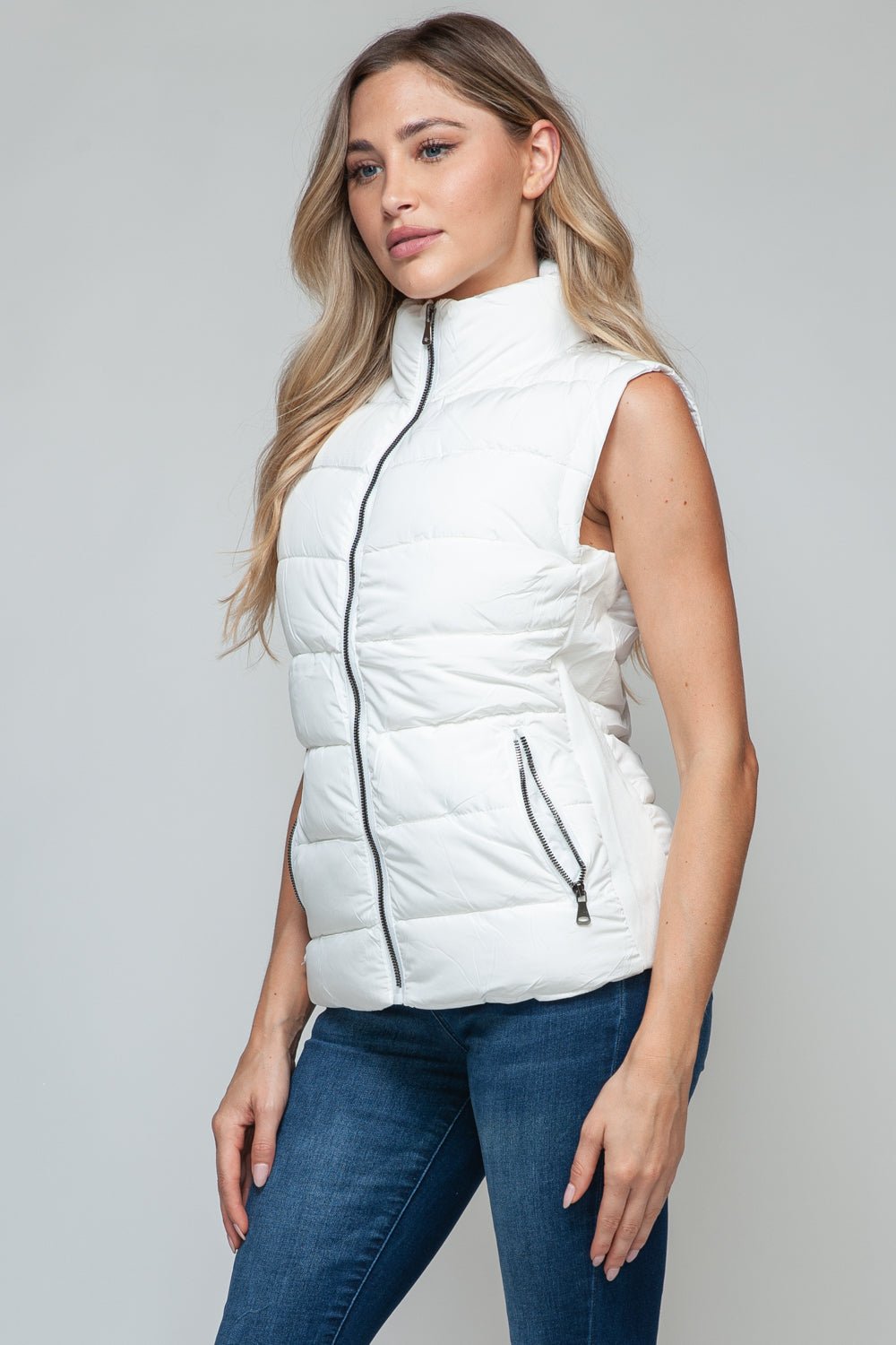 Snobbish Zip Up Turtleneck Vest with Pockets - Flip Flop Dynasty