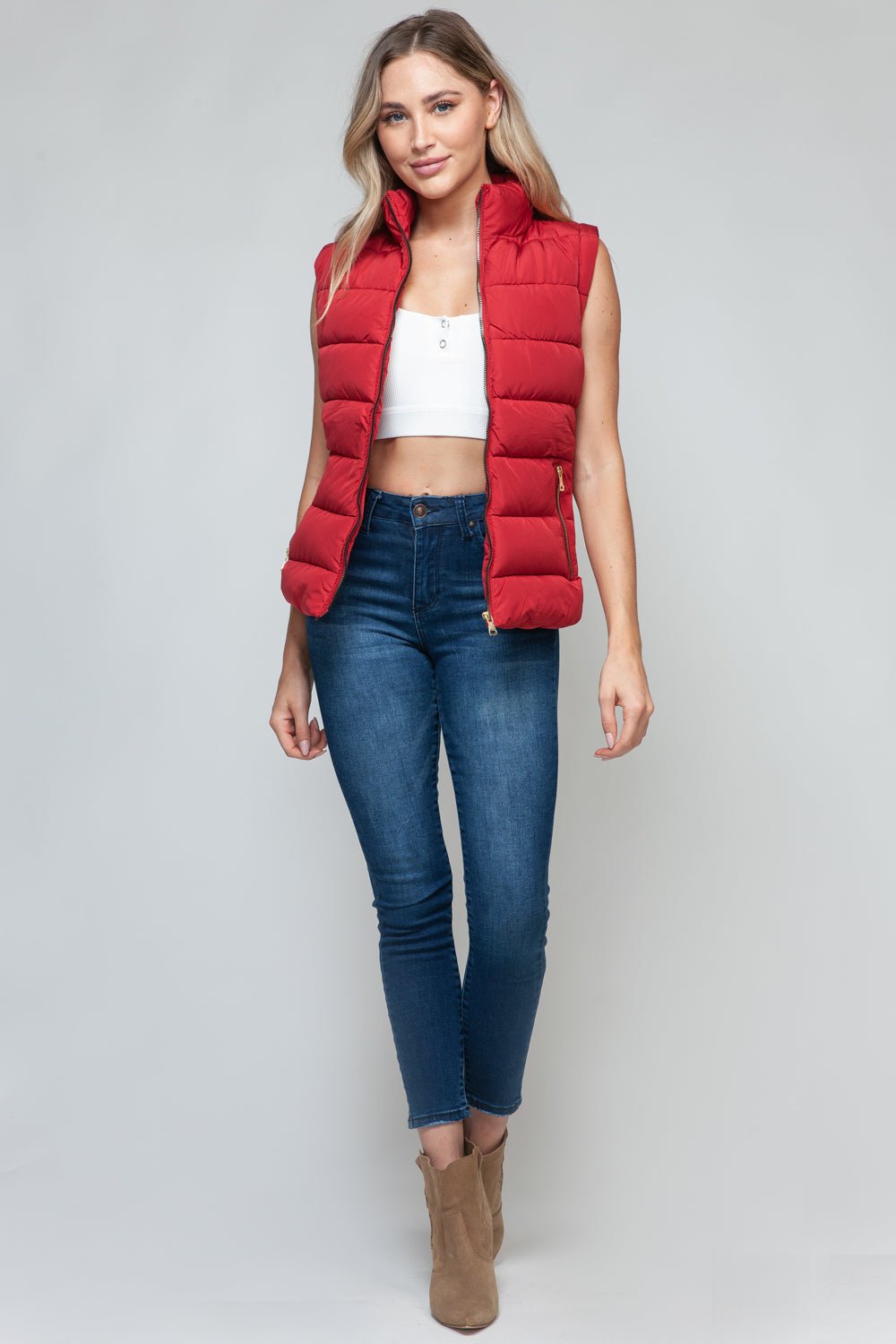 Snobbish Zip Up Turtleneck Vest with Pockets - Flip Flop Dynasty