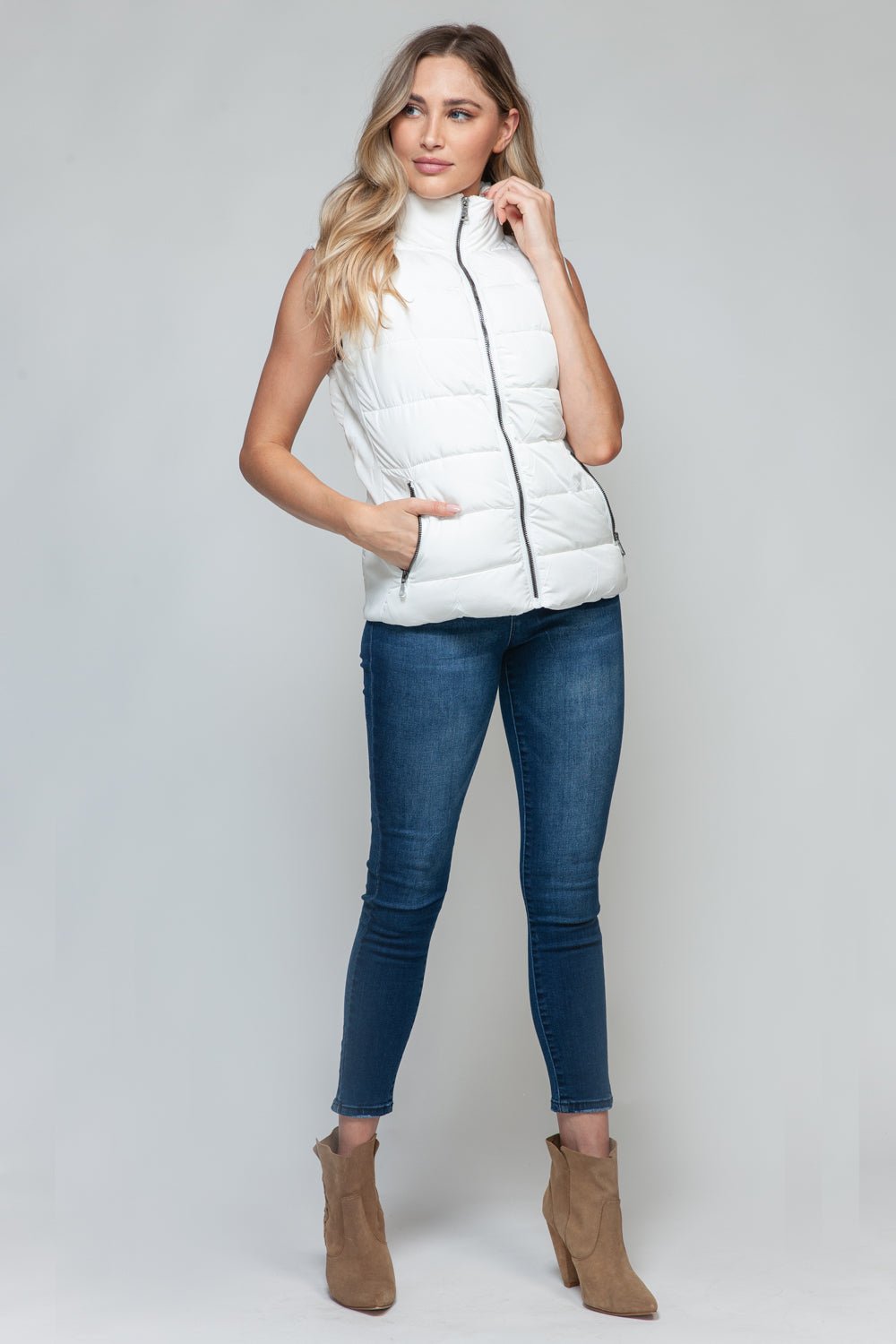 Snobbish Zip Up Turtleneck Vest with Pockets - Flip Flop Dynasty