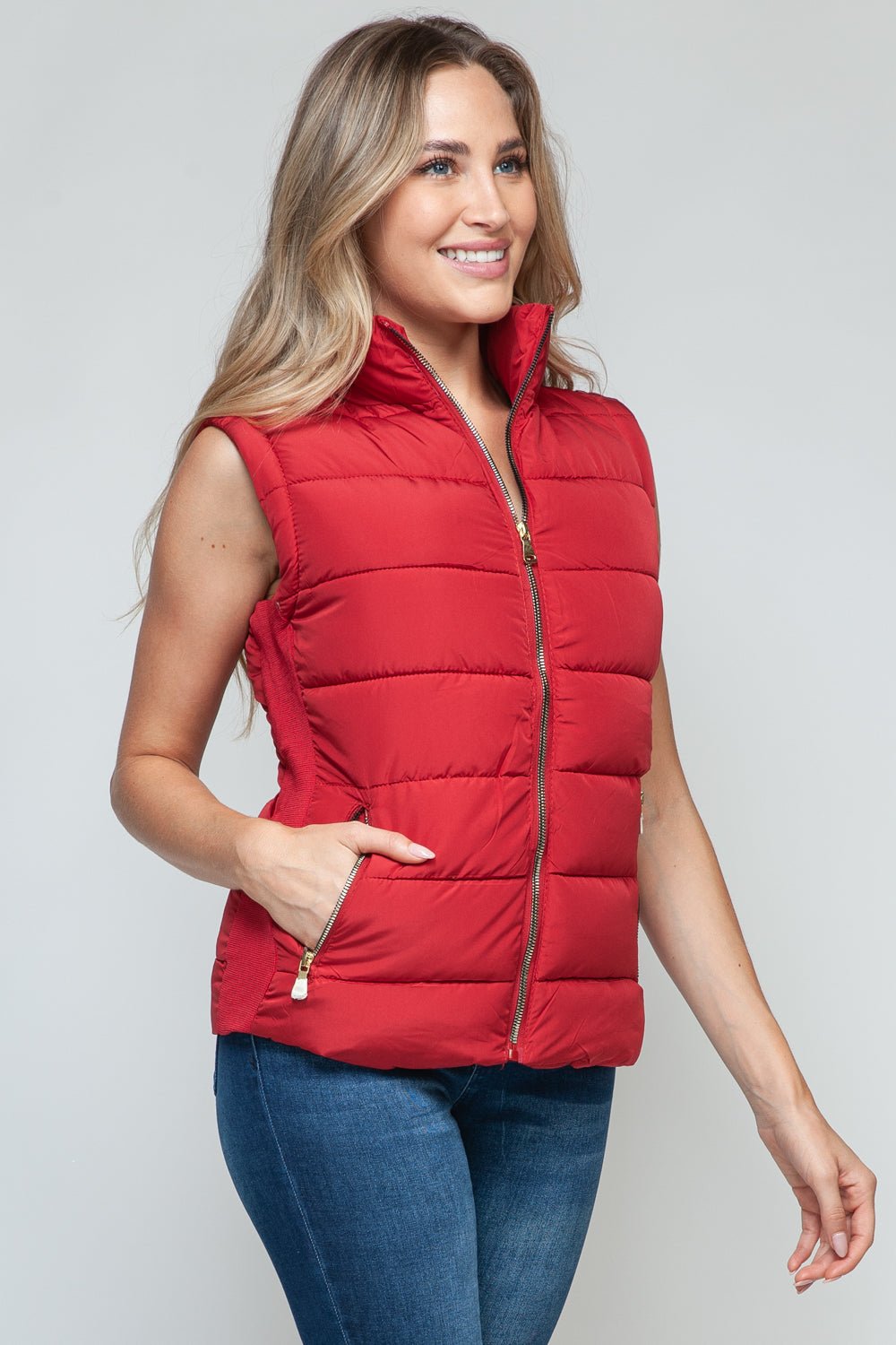 Snobbish Zip Up Turtleneck Vest with Pockets - Flip Flop Dynasty