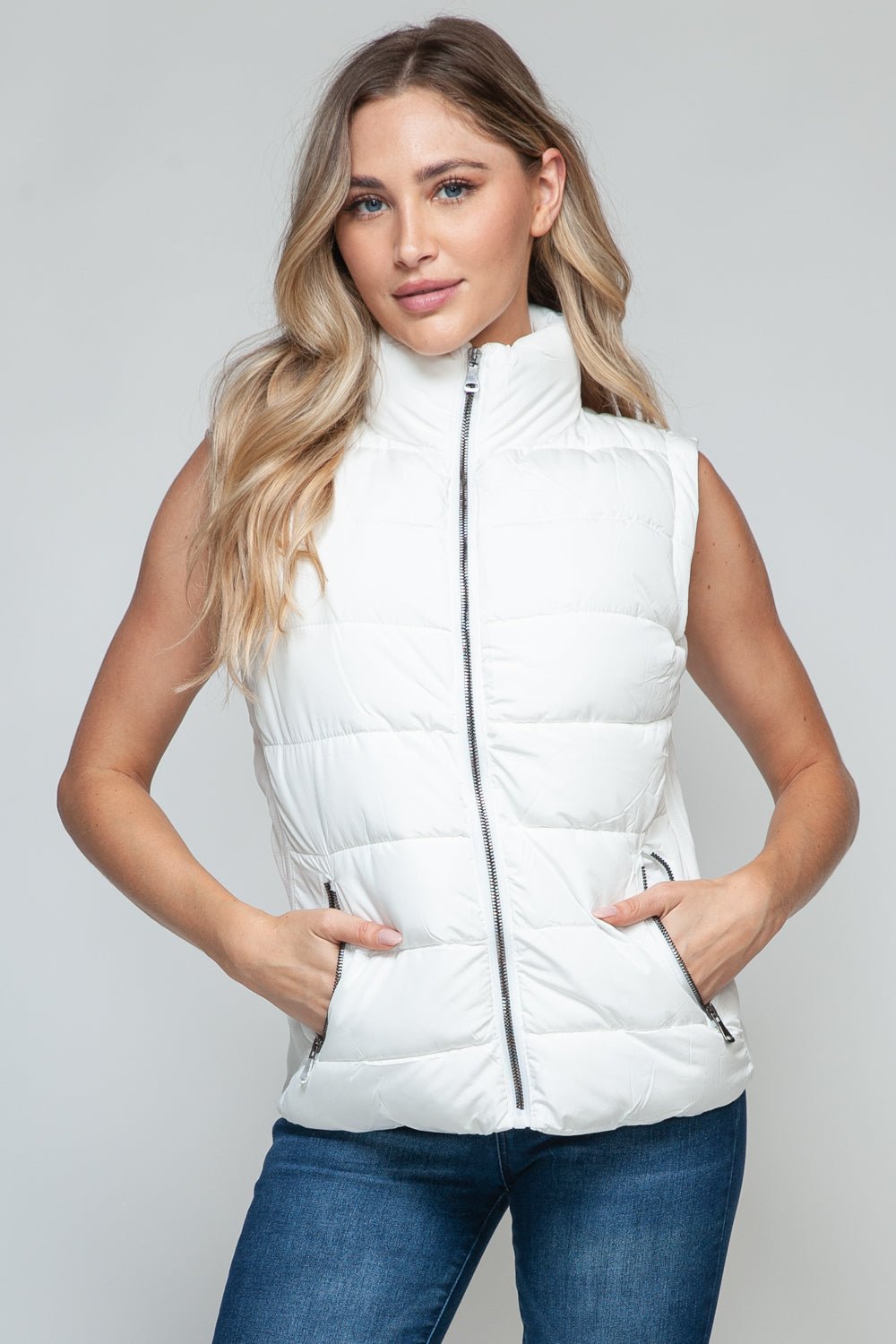 Snobbish Zip Up Turtleneck Vest with Pockets - Flip Flop Dynasty