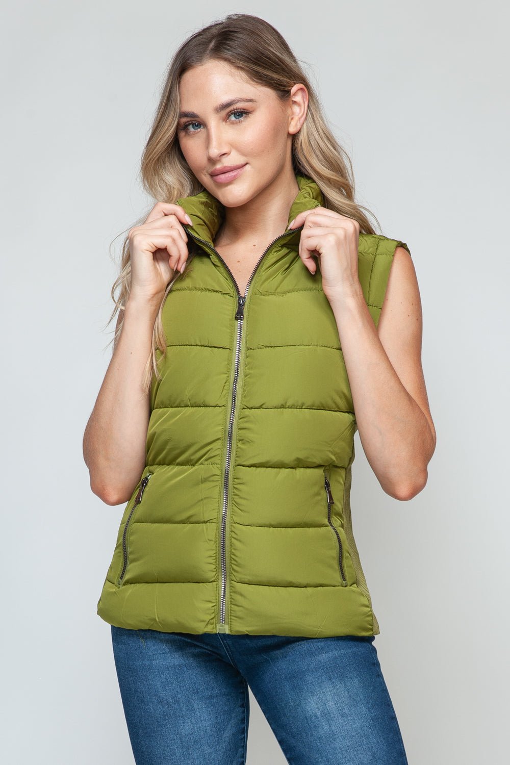 Snobbish Zip Up Turtleneck Vest with Pockets - Flip Flop Dynasty