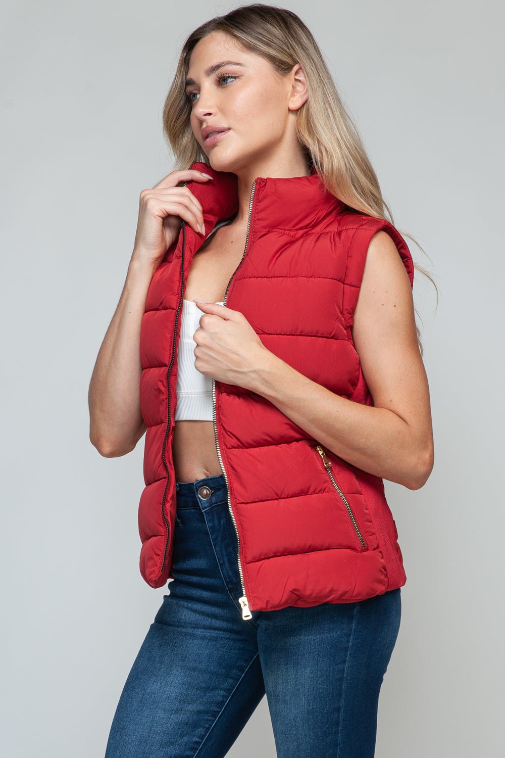 Snobbish Zip Up Turtleneck Vest with Pockets - Flip Flop Dynasty