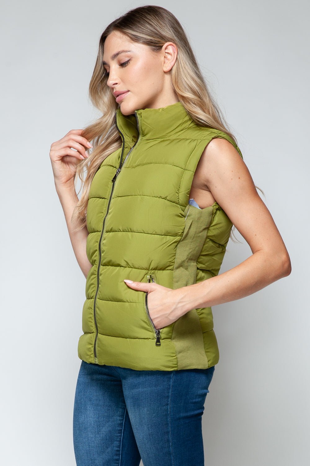 Snobbish Zip Up Turtleneck Vest with Pockets - Flip Flop Dynasty