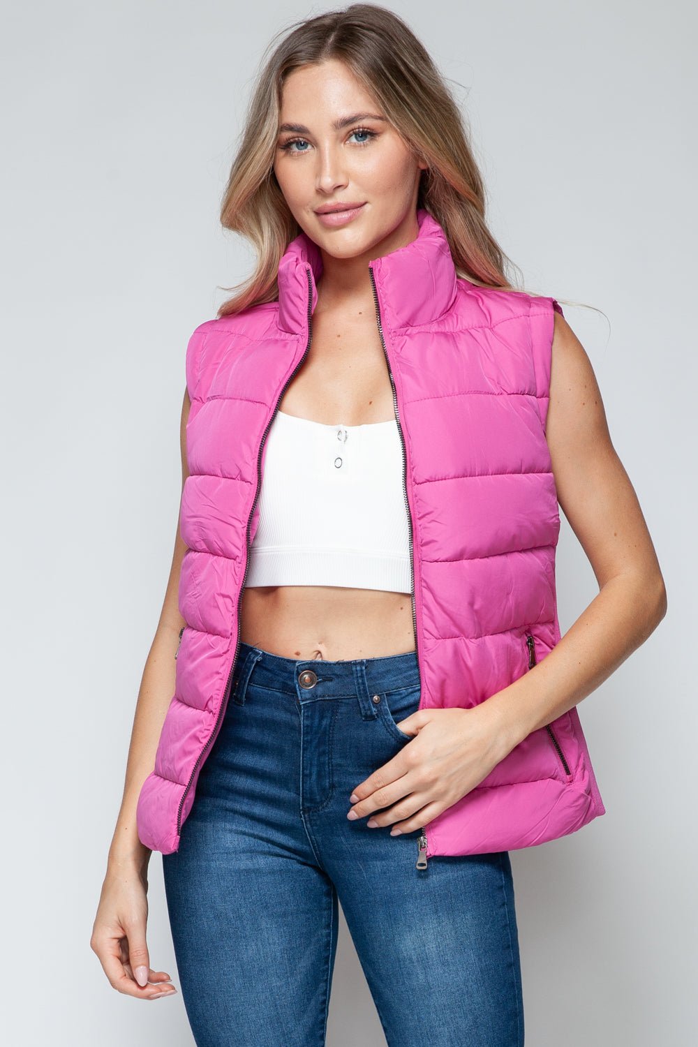 Snobbish Zip Up Turtleneck Vest with Pockets - Flip Flop Dynasty