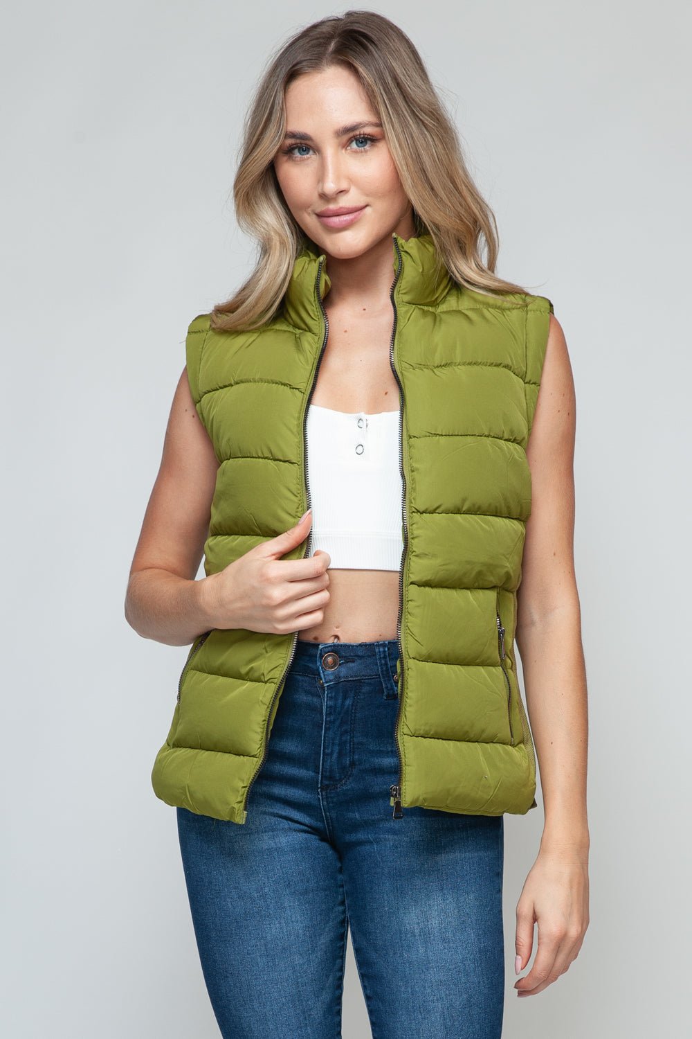 Snobbish Zip Up Turtleneck Vest with Pockets - Flip Flop Dynasty