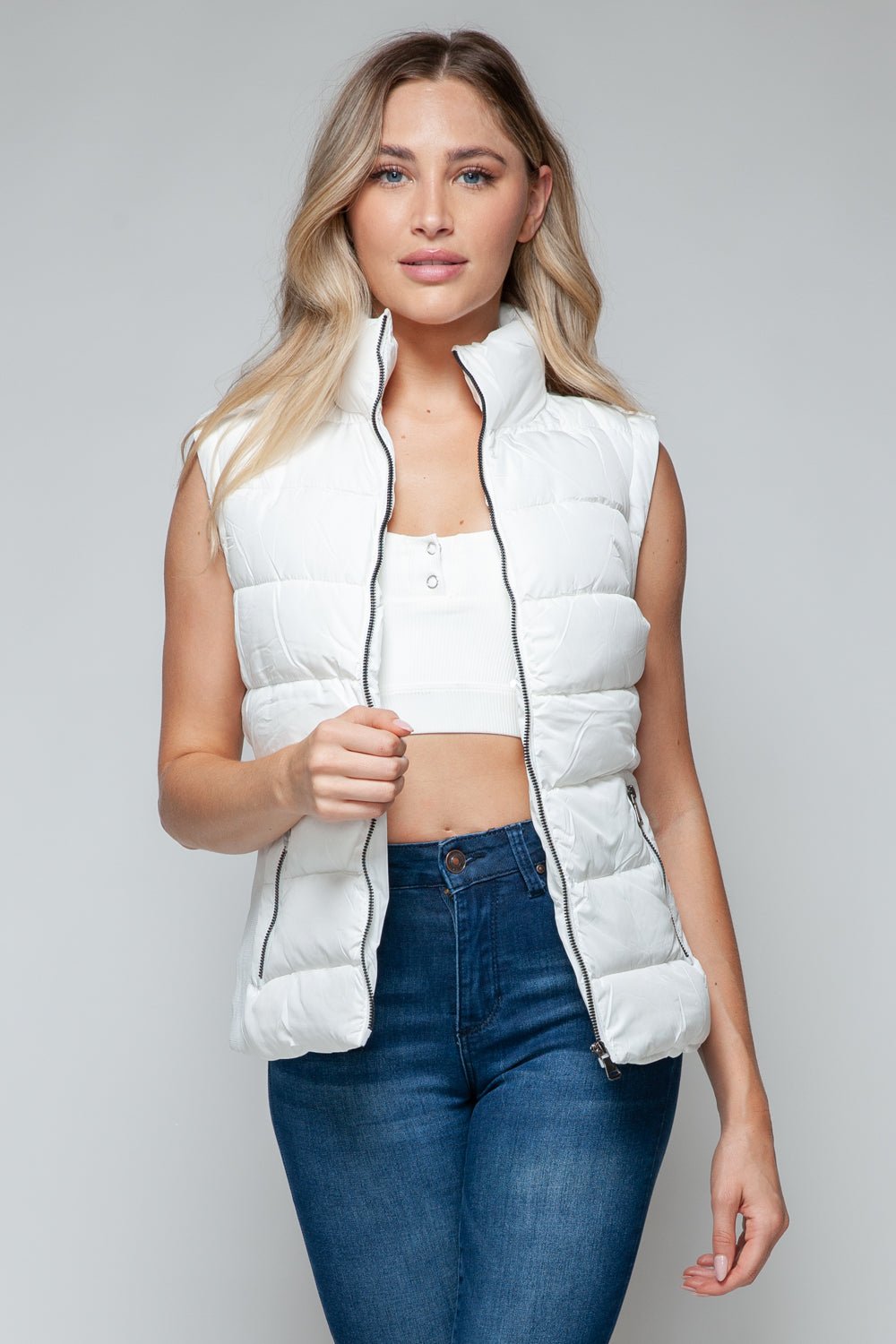 Snobbish Zip Up Turtleneck Vest with Pockets - Flip Flop Dynasty