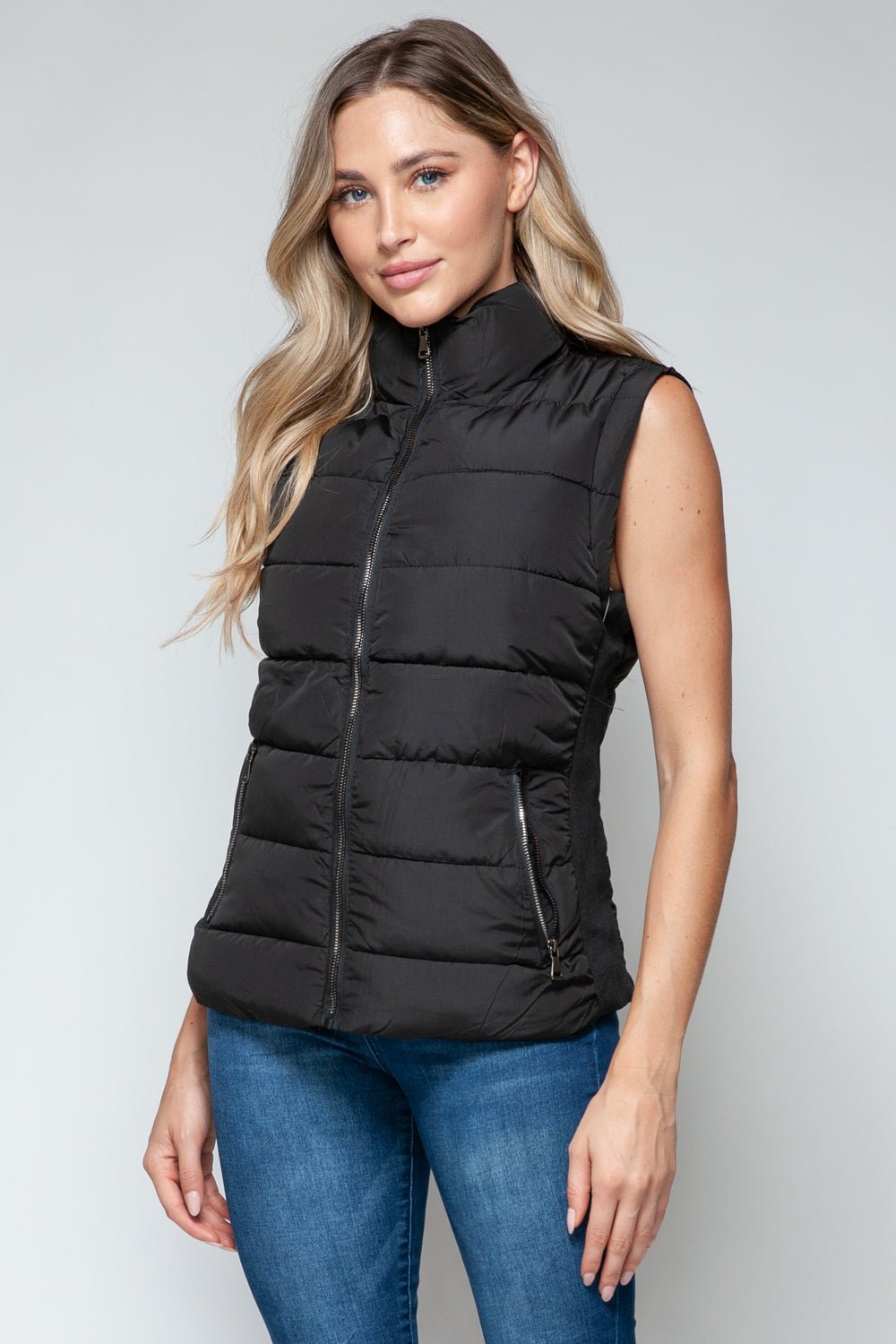 Snobbish Zip Up Turtleneck Vest with Pockets - Flip Flop Dynasty