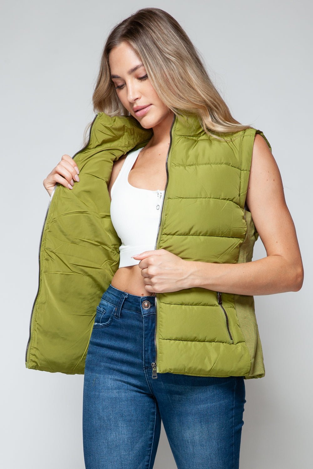 Snobbish Zip Up Turtleneck Vest with Pockets - Flip Flop Dynasty