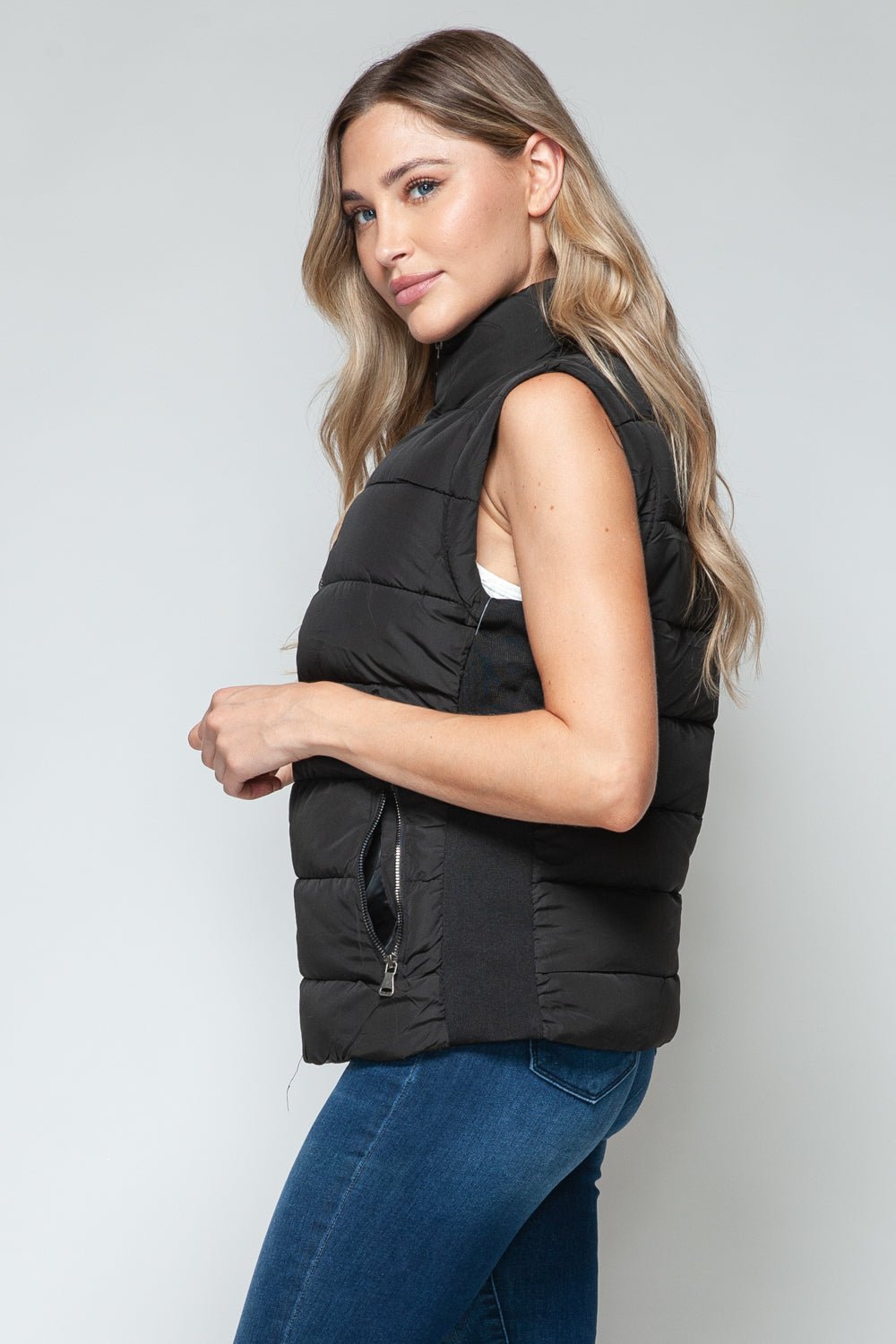 Snobbish Zip Up Turtleneck Vest with Pockets - Flip Flop Dynasty