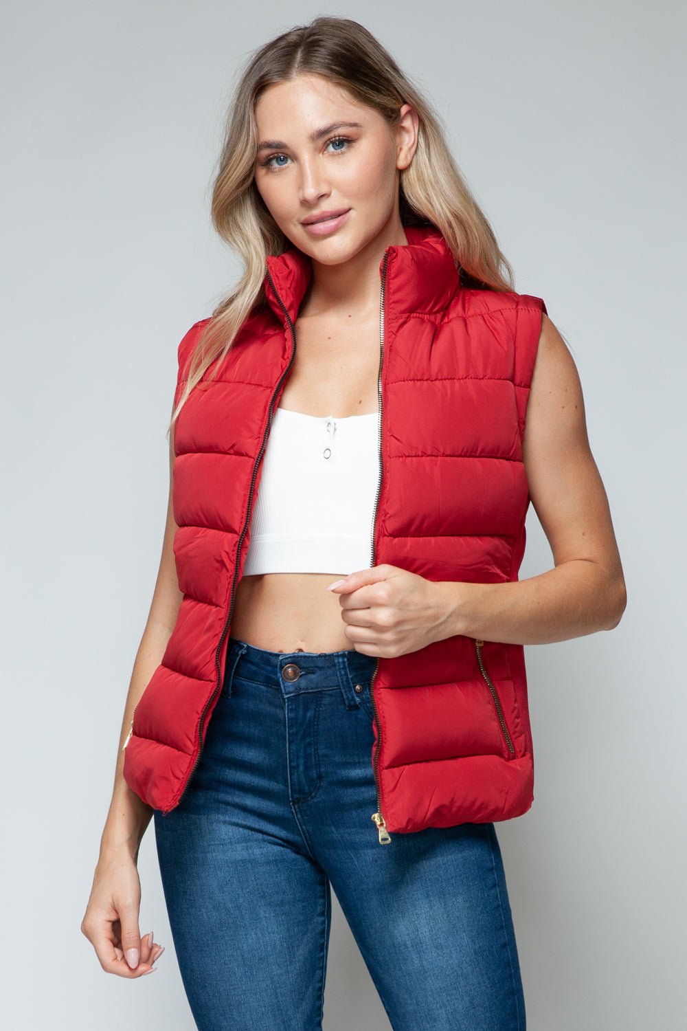 Snobbish Zip Up Turtleneck Vest with Pockets - Flip Flop Dynasty