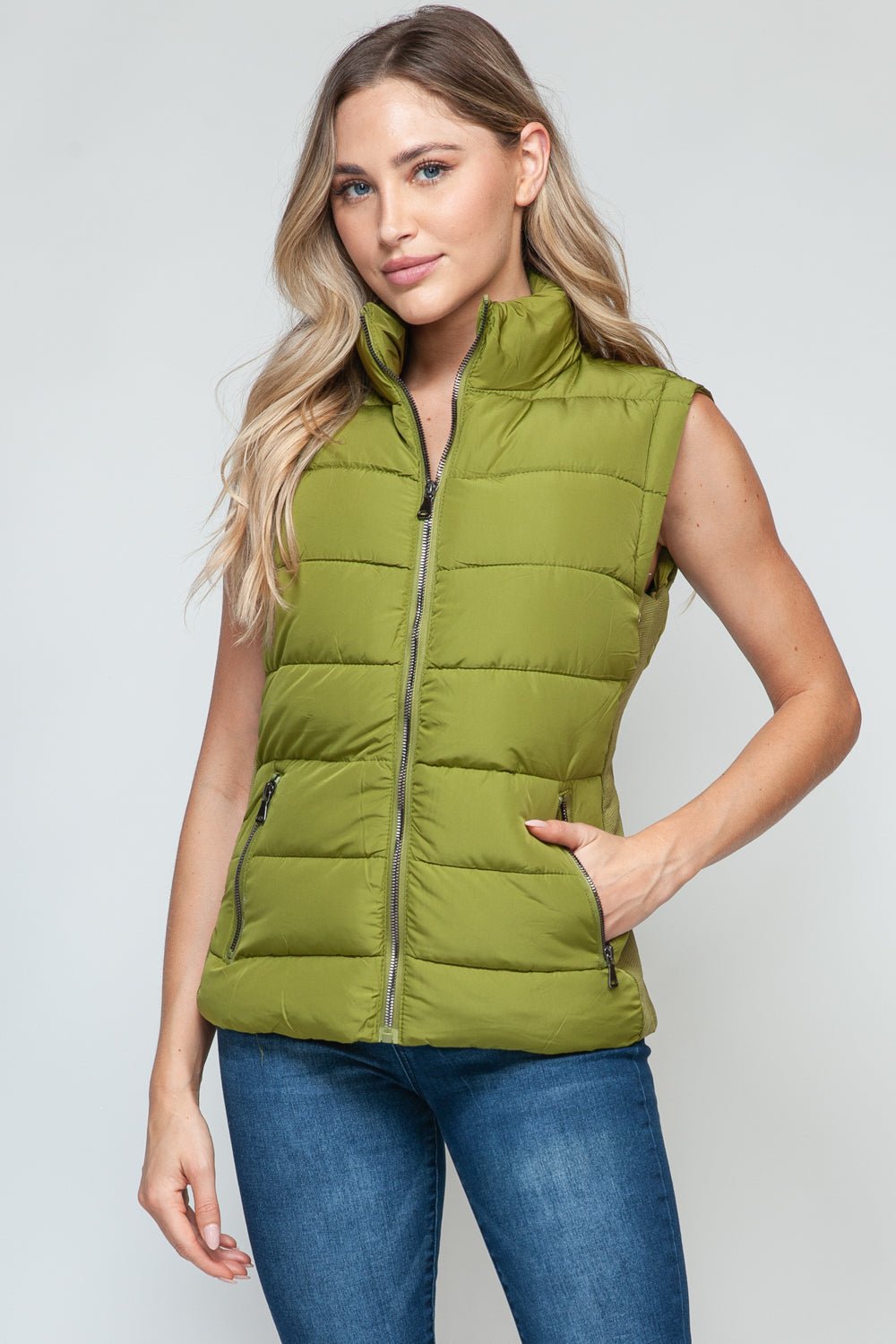 Snobbish Zip Up Turtleneck Vest with Pockets - Flip Flop Dynasty