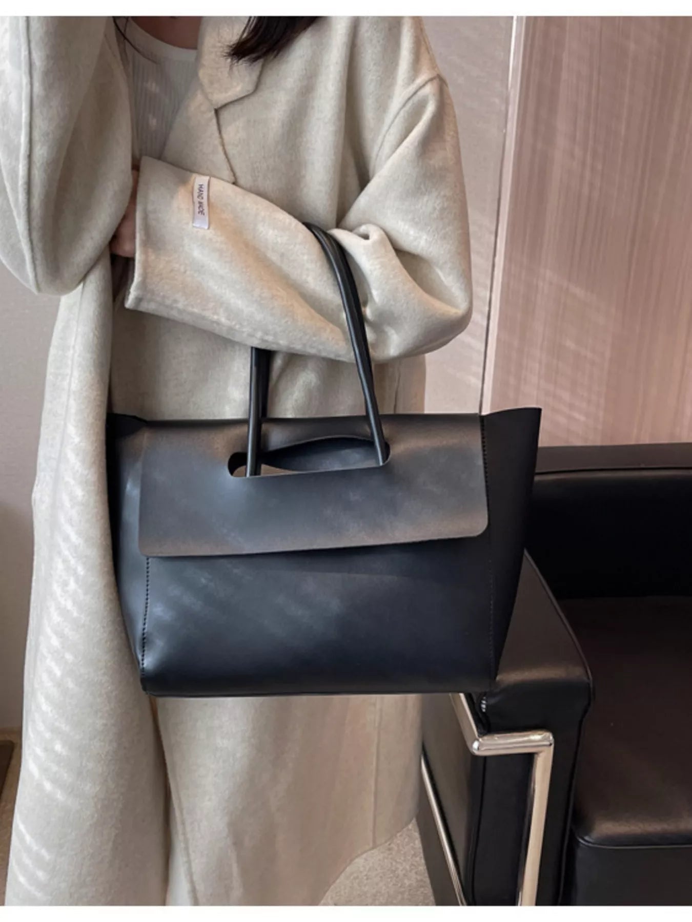 Solid Color Leather Handbag - Flip Flop Dynasty