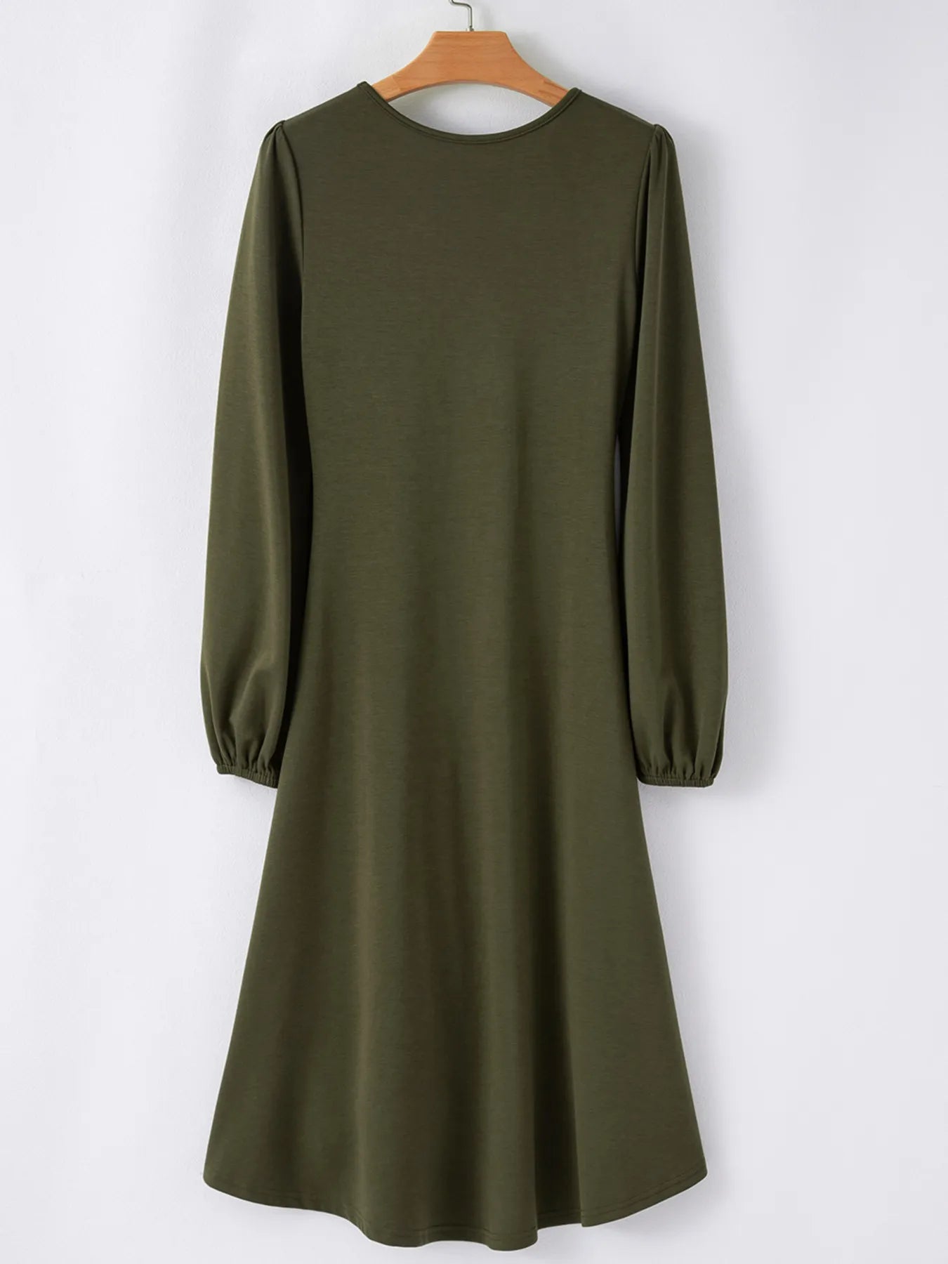 Solid Color Ruched Detail Long Sleeve Midi Dress - Flip Flop Dynasty