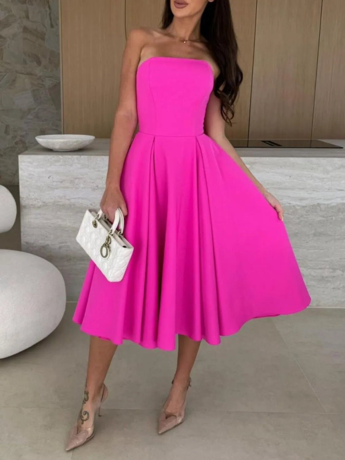 Solid Color Tube Midi Dress - Flip Flop Dynasty