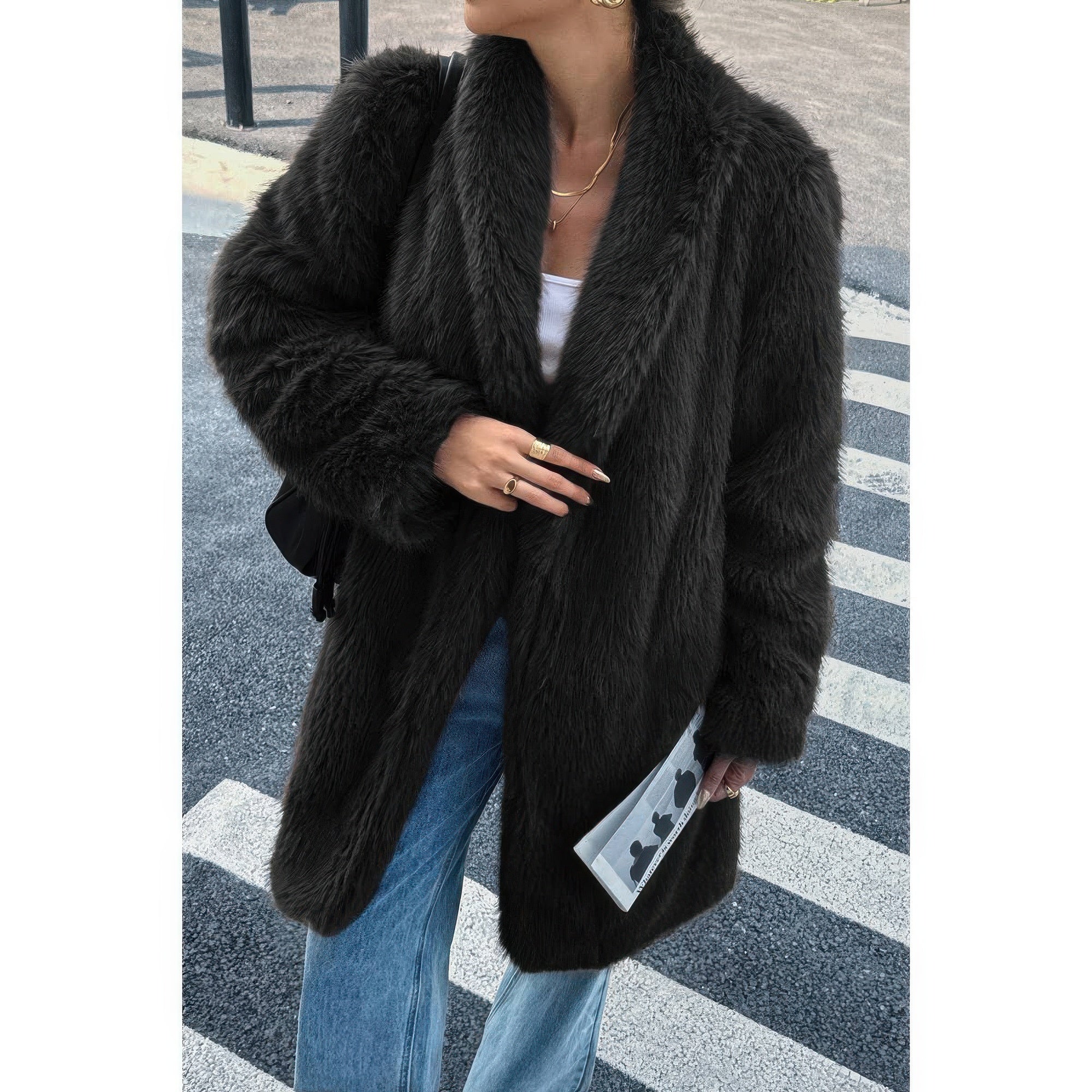 Solid Fluffy Faux Fur Shaggy Long Body Outwear - Flip Flop Dynasty