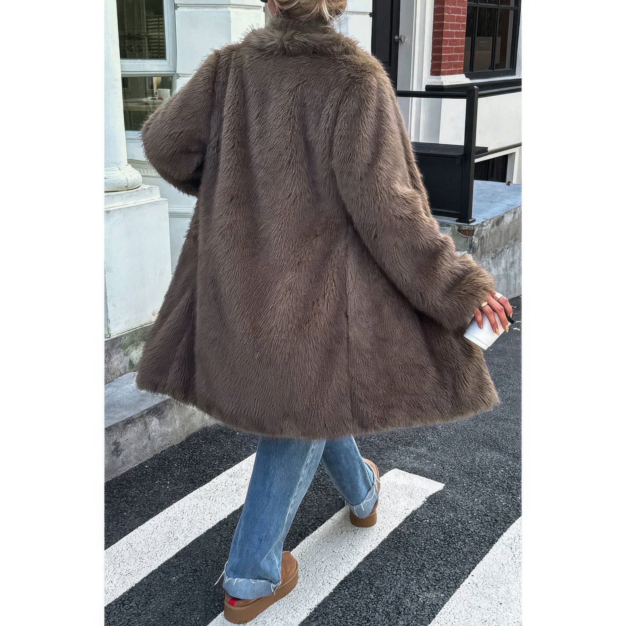 Solid Fluffy Faux Fur Shaggy Long Body Outwear - Flip Flop Dynasty