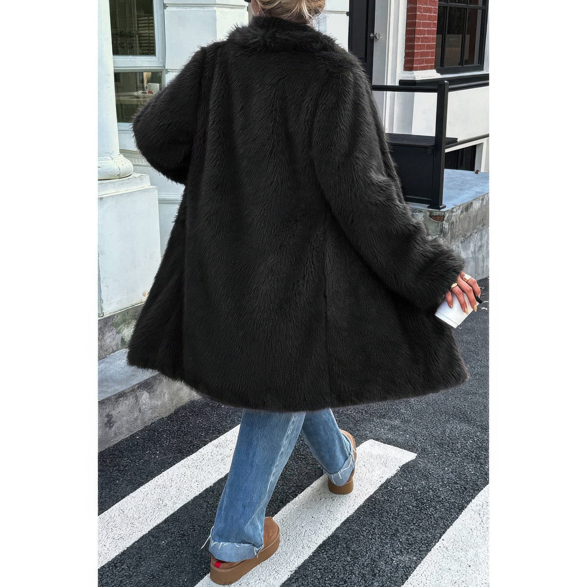 Solid Fluffy Faux Fur Shaggy Long Body Outwear - Flip Flop Dynasty