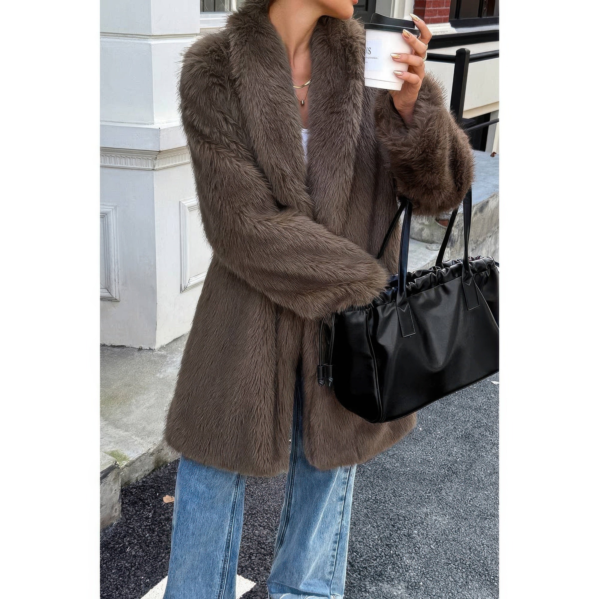 Solid Fluffy Faux Fur Shaggy Long Body Outwear - Flip Flop Dynasty