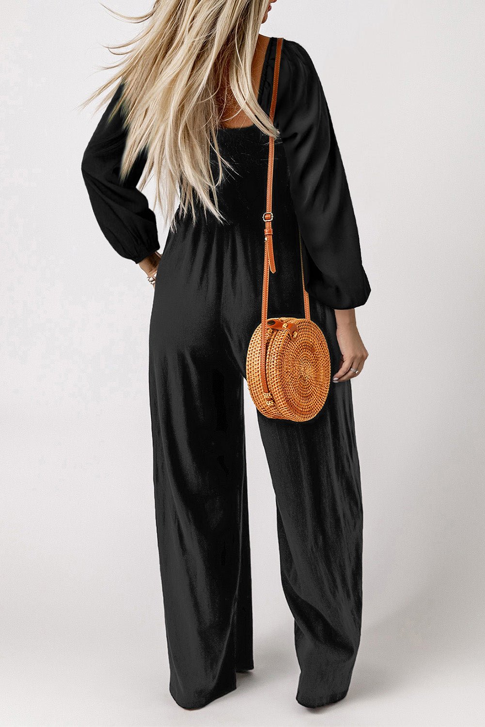 Square Neck Raglan Sleeve Jumpsuit with Pocket - Flip Flop Dynasty