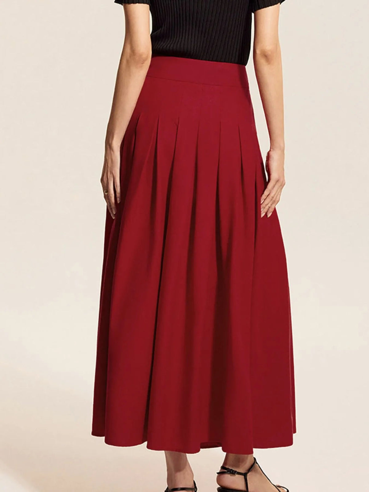 Square Neck Tank and Pleated Slit Skirt Set - Flip Flop Dynasty