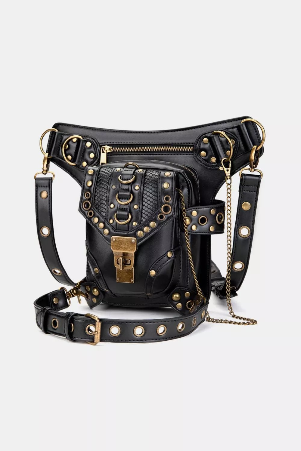 Steampunk Rivet Decor Multipurpose Crossbody Bag - Flip Flop Dynasty