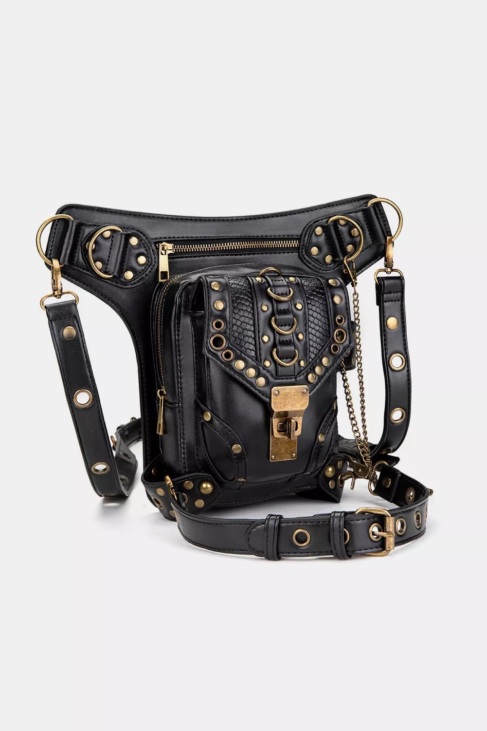 Steampunk Rivet Decor Multipurpose Crossbody Bag - Flip Flop Dynasty