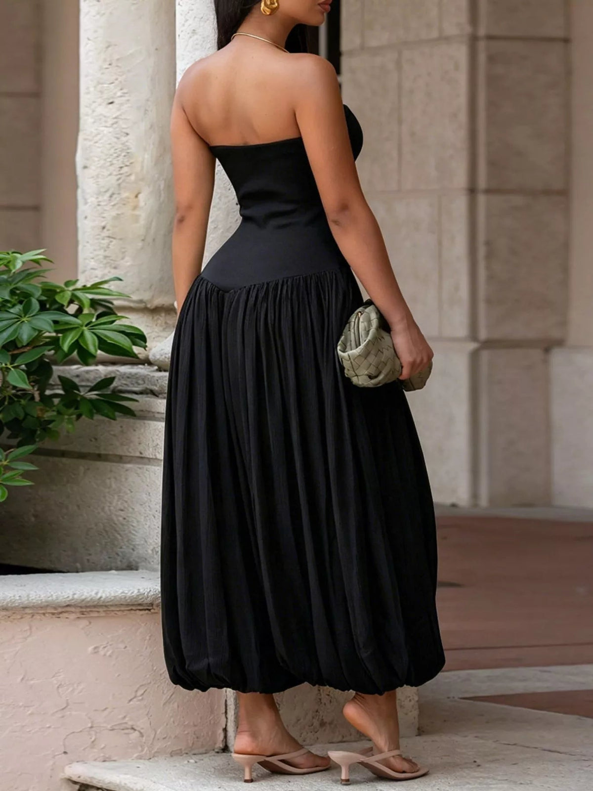 Strapless Ruched Wide-Leg Jumpsuit - Flip Flop Dynasty