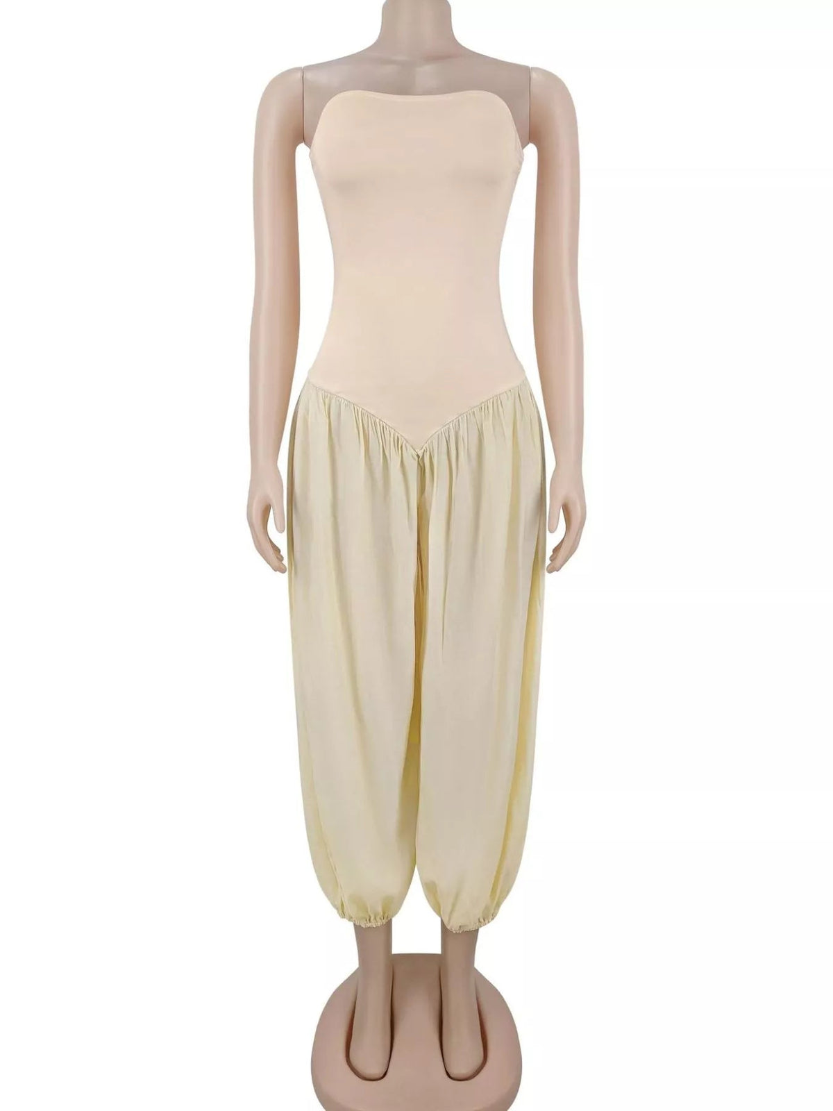 Strapless Ruched Wide-Leg Jumpsuit - Flip Flop Dynasty