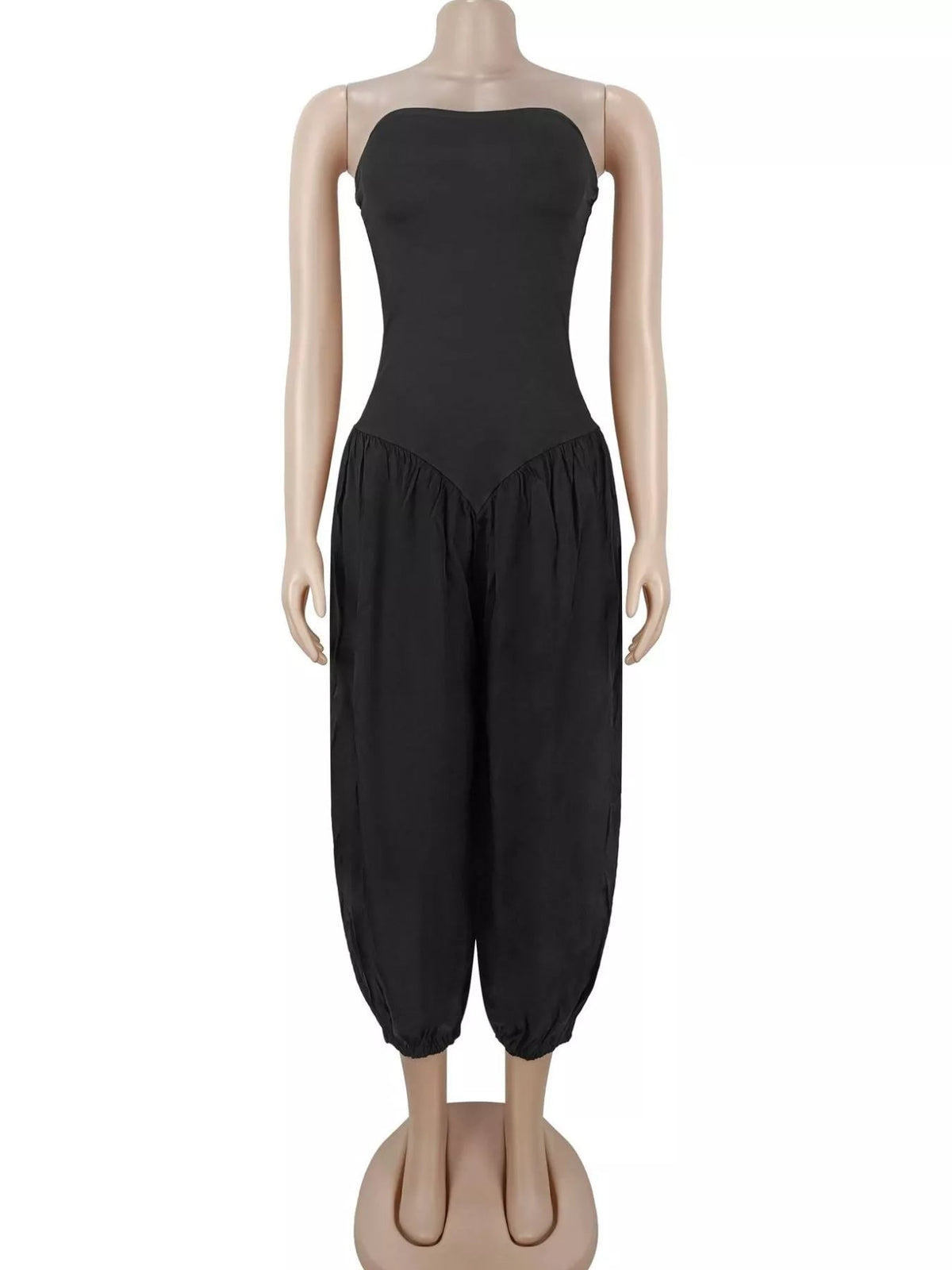 Strapless Ruched Wide-Leg Jumpsuit - Flip Flop Dynasty