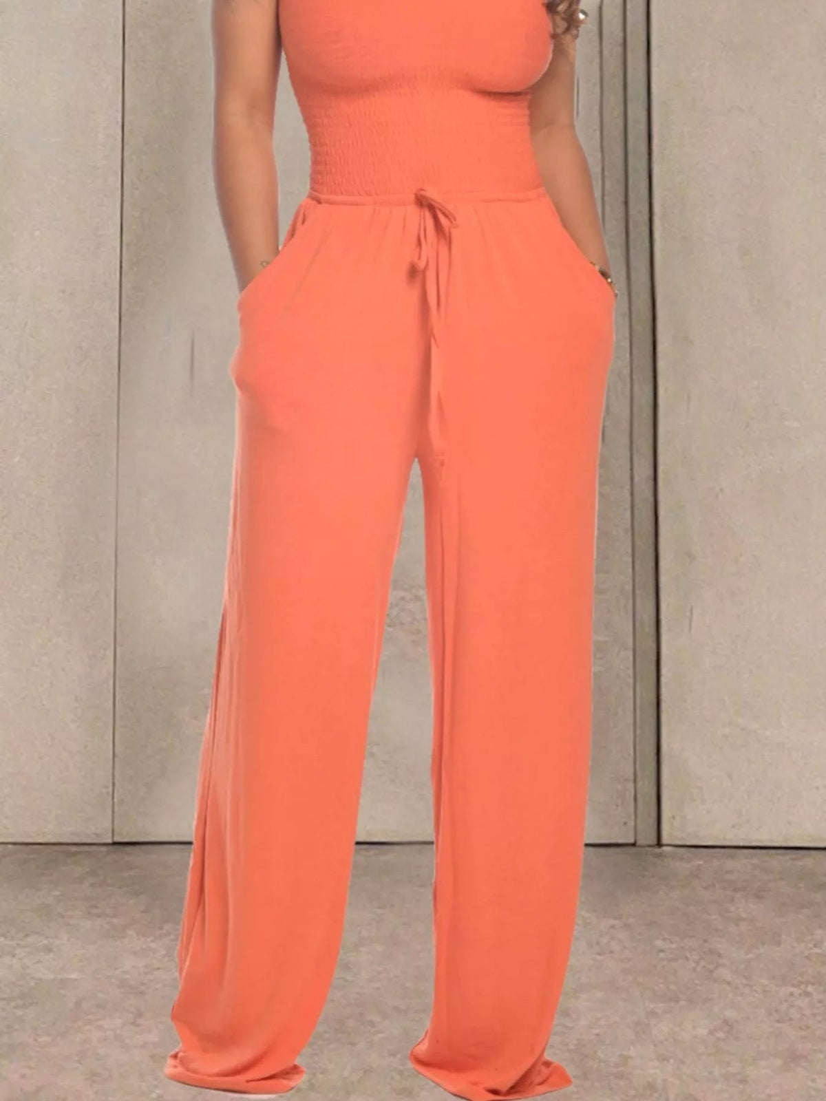 Strapless Smocked Wide-Leg Jumpsuit - Flip Flop Dynasty