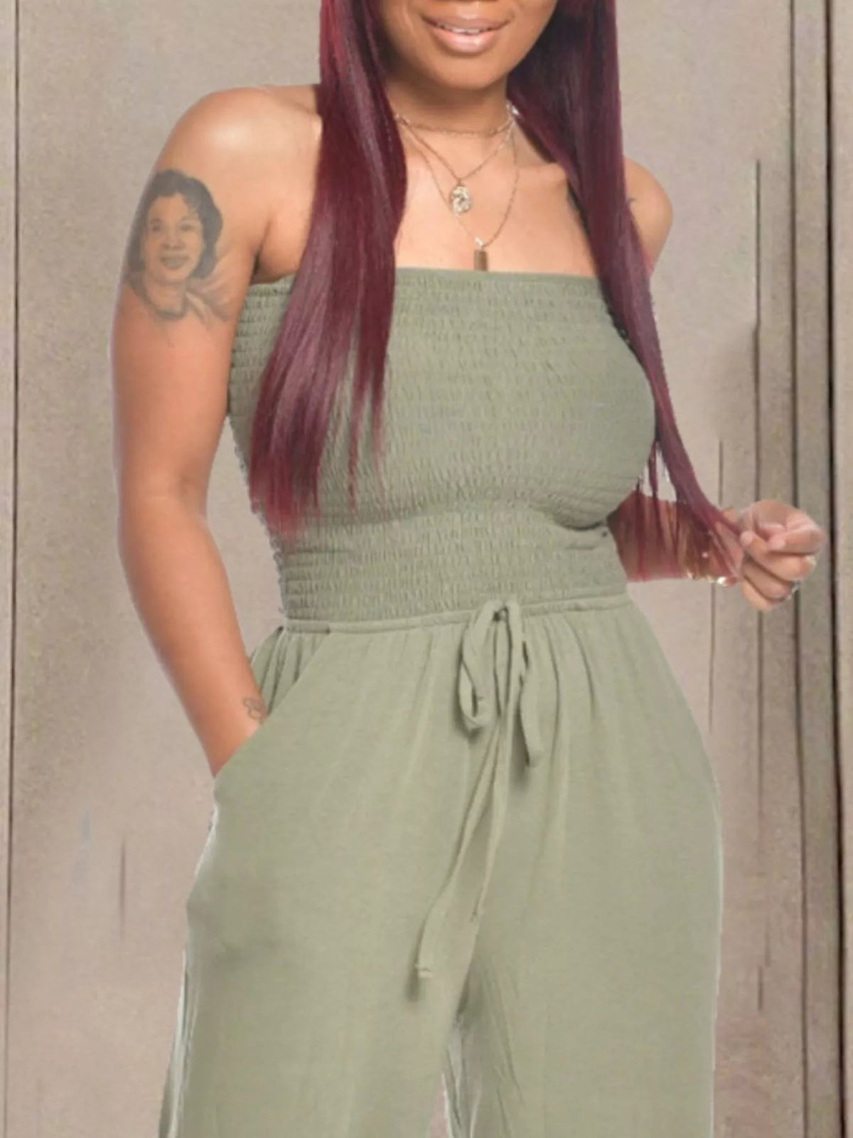 Strapless Smocked Wide-Leg Jumpsuit - Flip Flop Dynasty