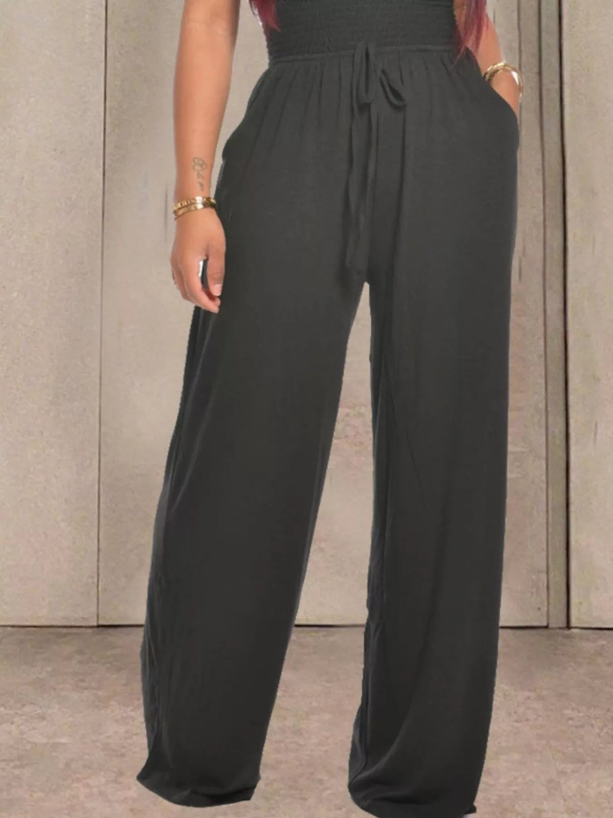 Strapless Smocked Wide-Leg Jumpsuit - Flip Flop Dynasty